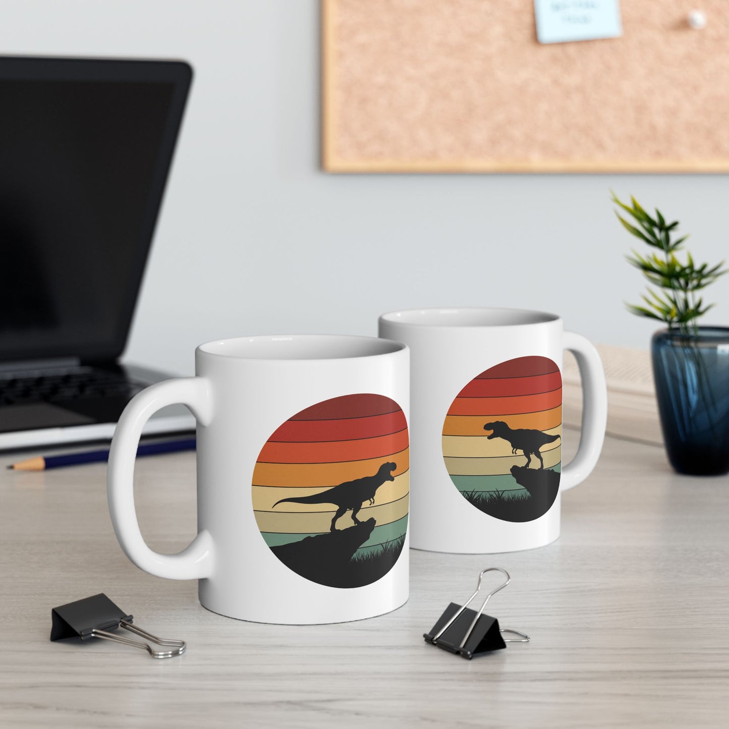 Retro T-Rex Dinosaur Coffee Mug - Funny Tea-Rex Ceramic Cup, Gift for Dino Lovers and Office Humor - 11oz or 15oz