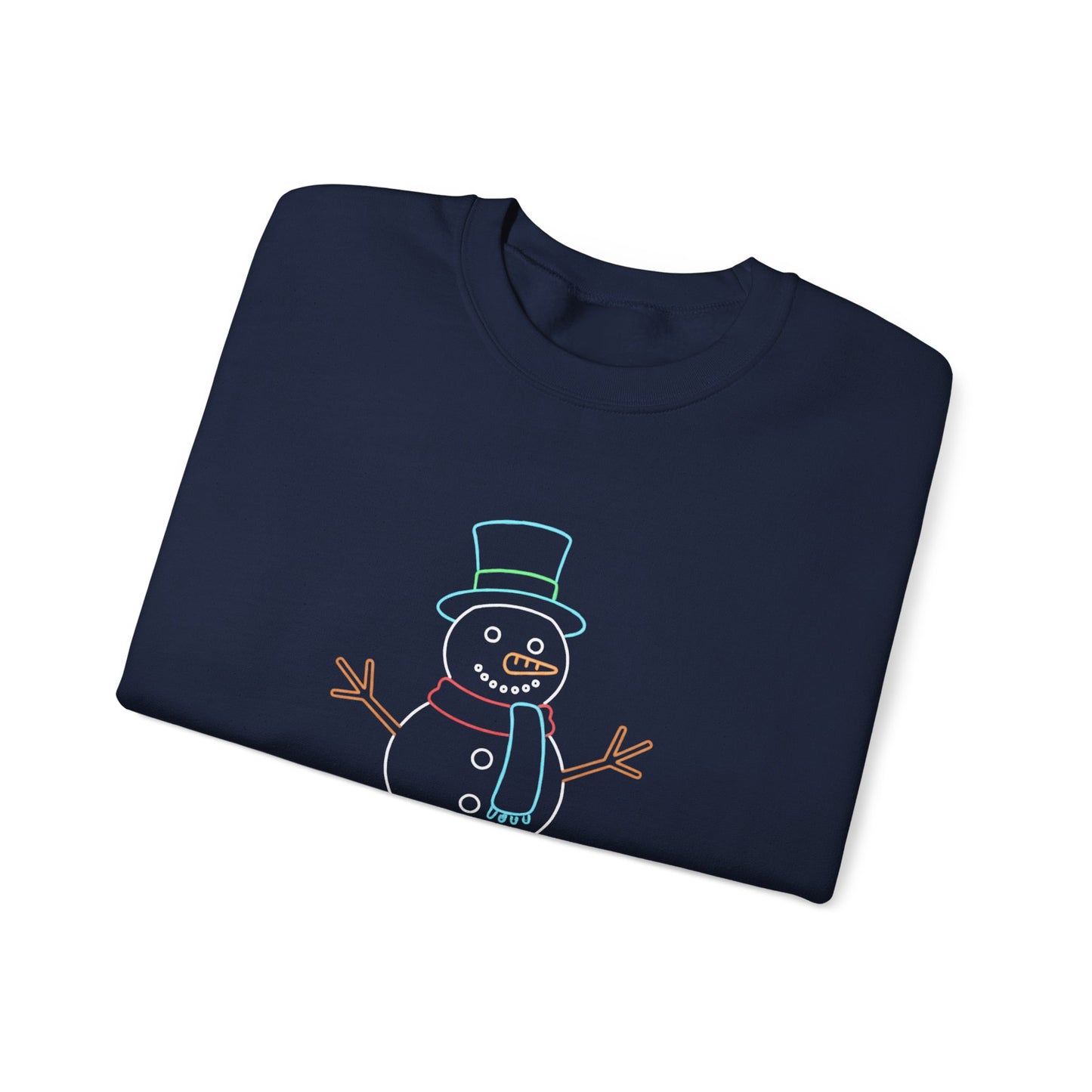 Snowman Sweatshirt, Black Snowman Crewneck, Holiday Winter Sweatshirt Unisex, Cute Snowman Gift for Her Him, Cozy Winter Fashion