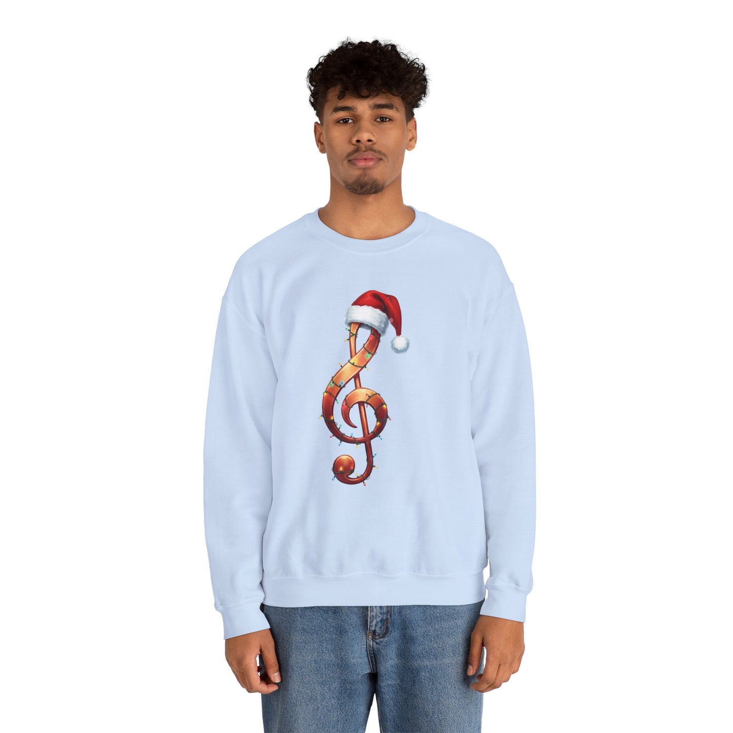 Christmas treble clef sweatshirt, music note Santa hat shirt, Christmas lights music lover sweater, musician holiday crewneck, Xmas gift