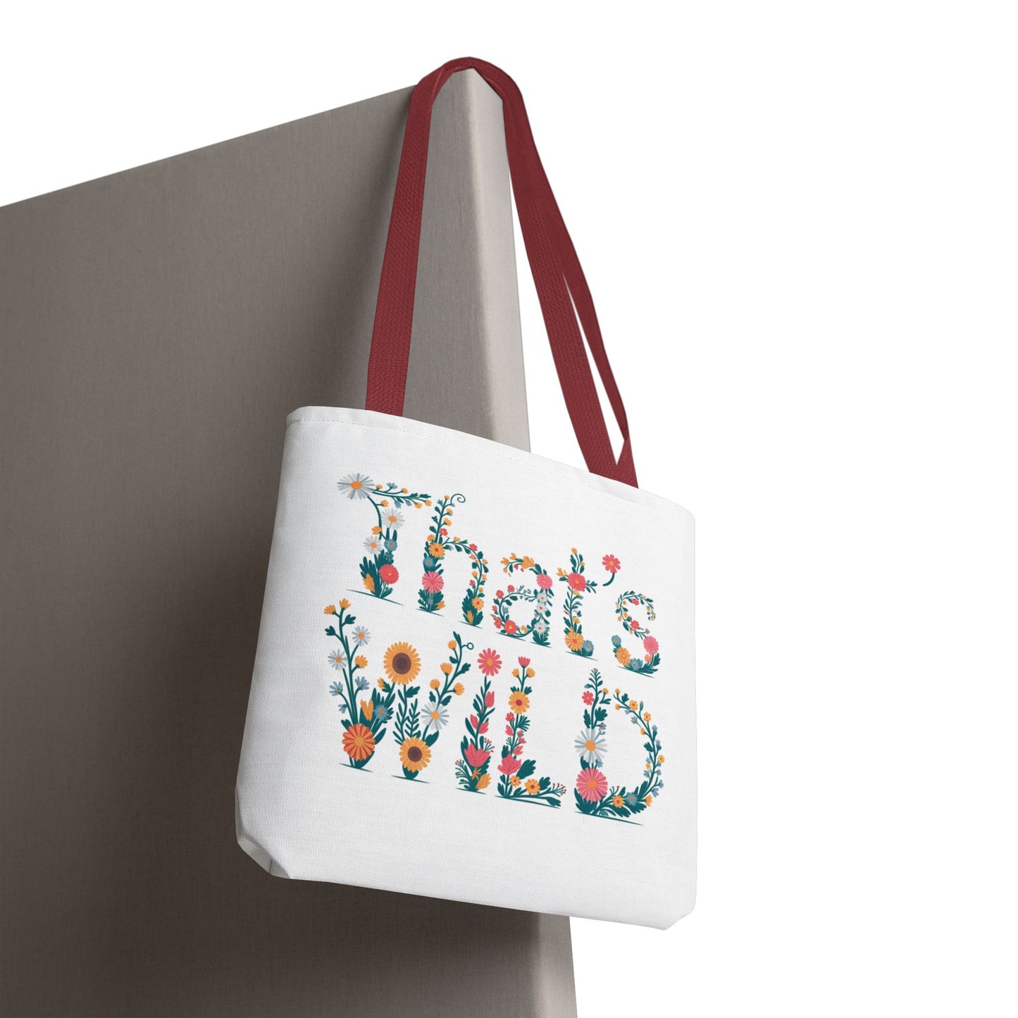 That’s Wild Floral Tote Bag – Cute Boho Canvas Bag With Colorful Flower Lettering, Eco Reusable Shopping Tote, Nature Lover Gift For Everyday Style