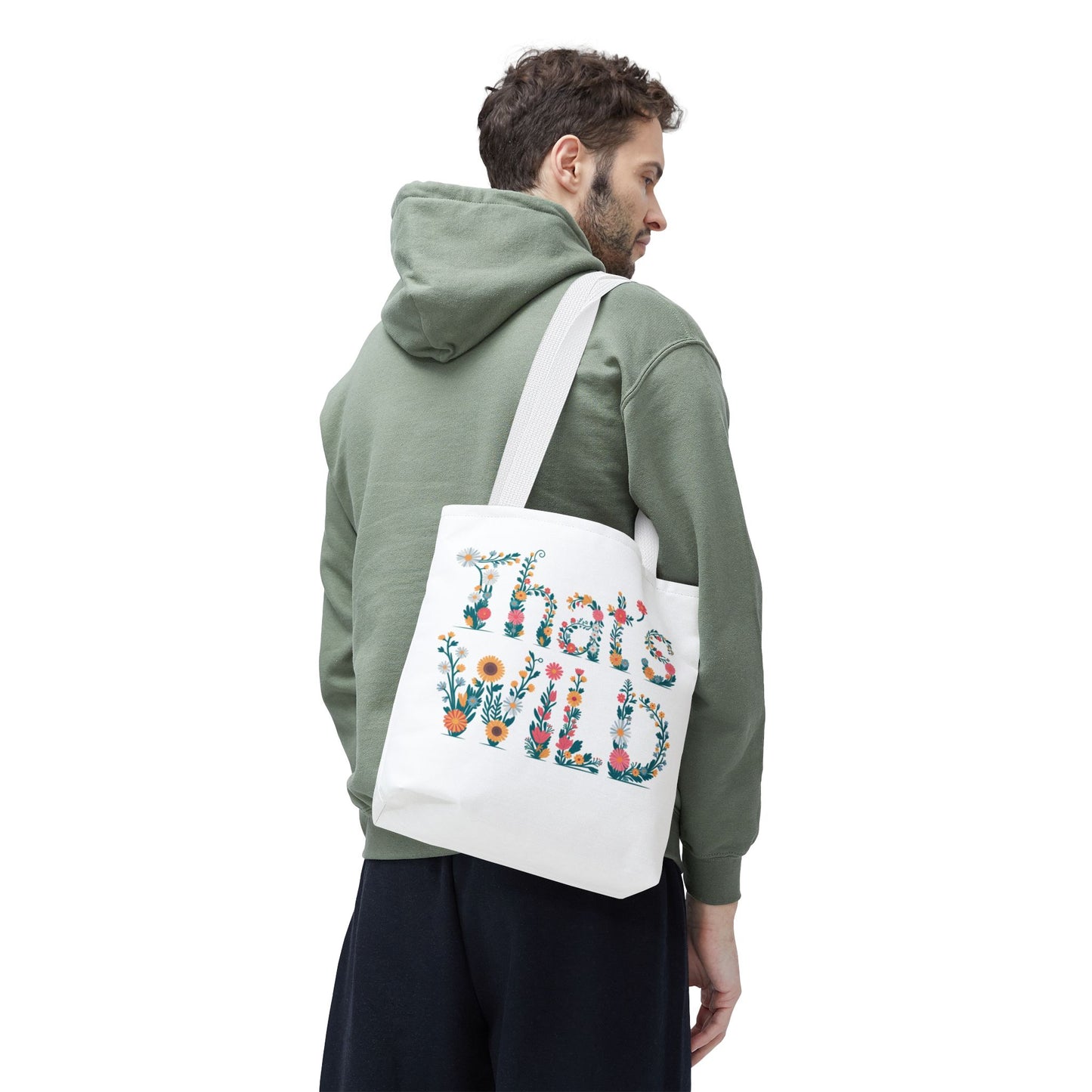That’s Wild Floral Tote Bag – Cute Boho Canvas Bag With Colorful Flower Lettering, Eco Reusable Shopping Tote, Nature Lover Gift For Everyday Style
