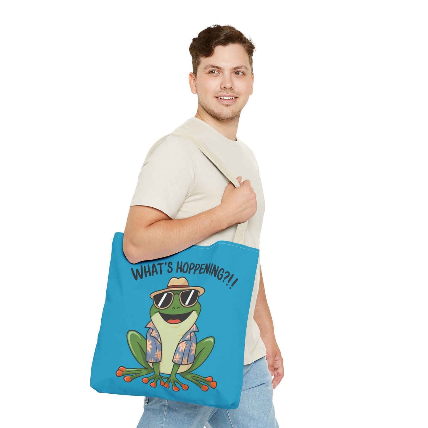 Frog Tote Bag - What's Hoppening Pun Design