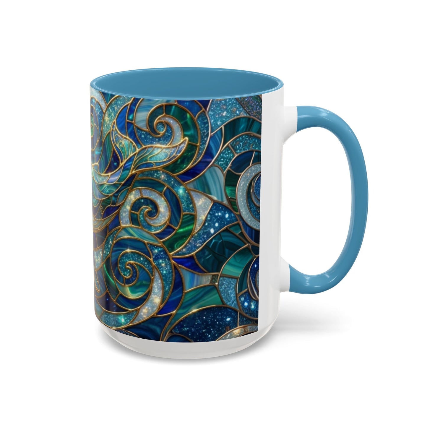 Stained Glass Whale Mug, Ocean Art Coffee Cup, Blue Sea Life Design, Nautical Gift For Ocean Lovers, Colorful Stained Glass Whale Cup