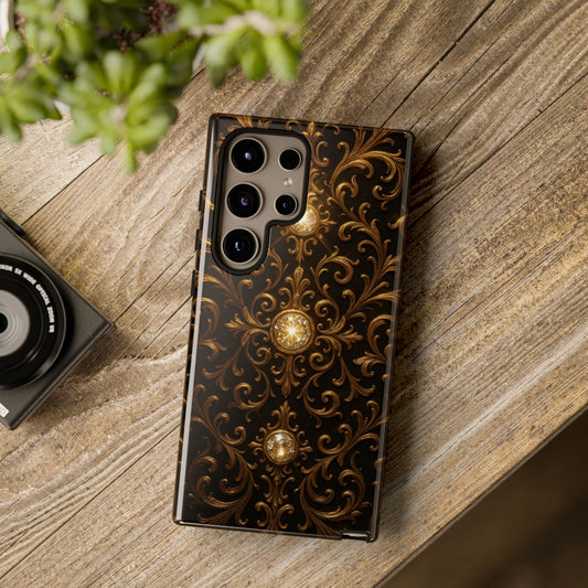 Luxury Baroque Samsung Case – Elegant Gold Ornate Floral Phone Cover for Galaxy