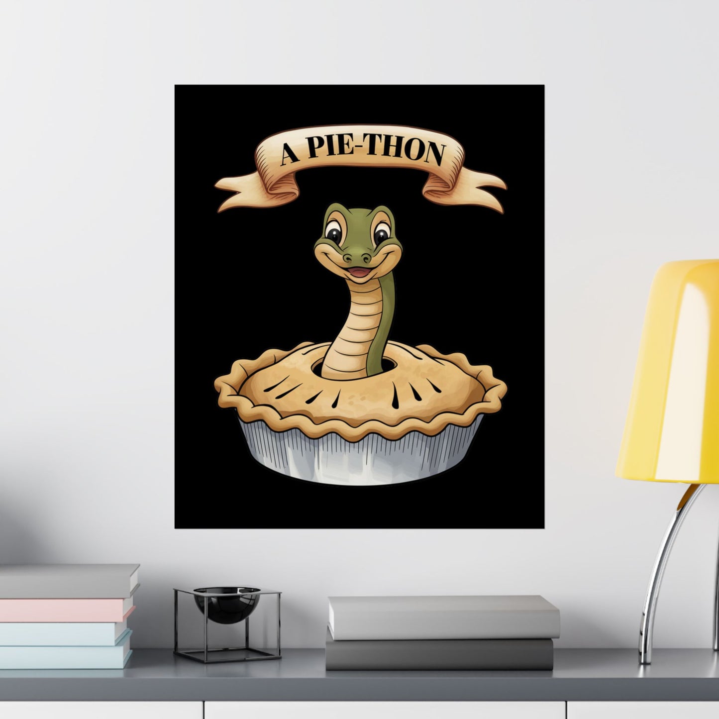 Vertical Poster - Funny 'Pie-Thon' Snake in Pie Joke Print