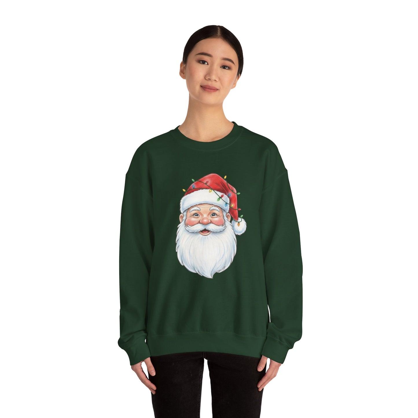Santa Claus Christmas Sweatshirt, Vintage Santa Crewneck, Holiday Santa Face Sweater, Cute Christmas Lights Santa Shirt, Funny Xmas Sweatshirt