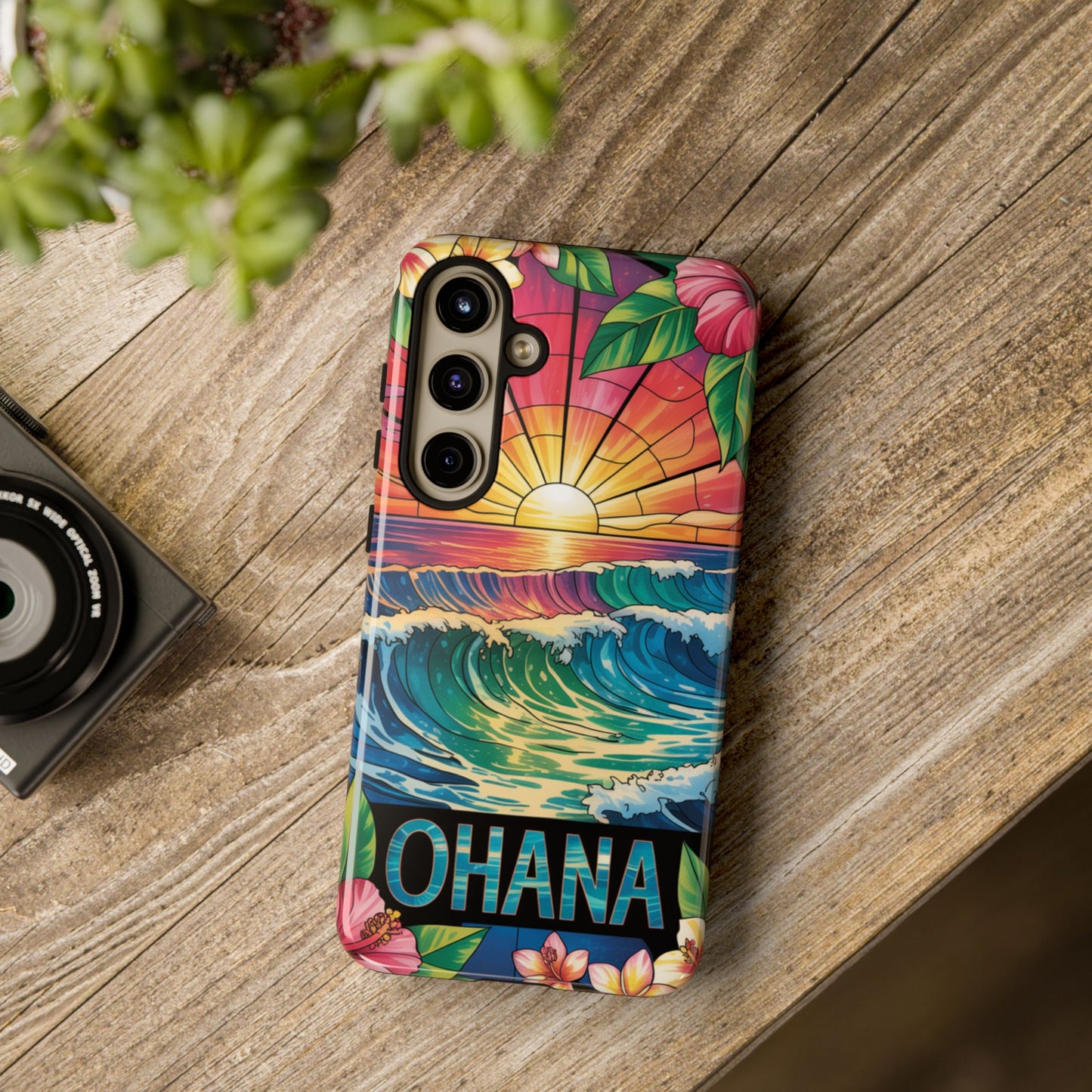 Samsung Galaxy Case Ohana Hawaiian Wave Phone Cover Sunset Tropical Beach Art Protective Case Gift for Samsung Lovers