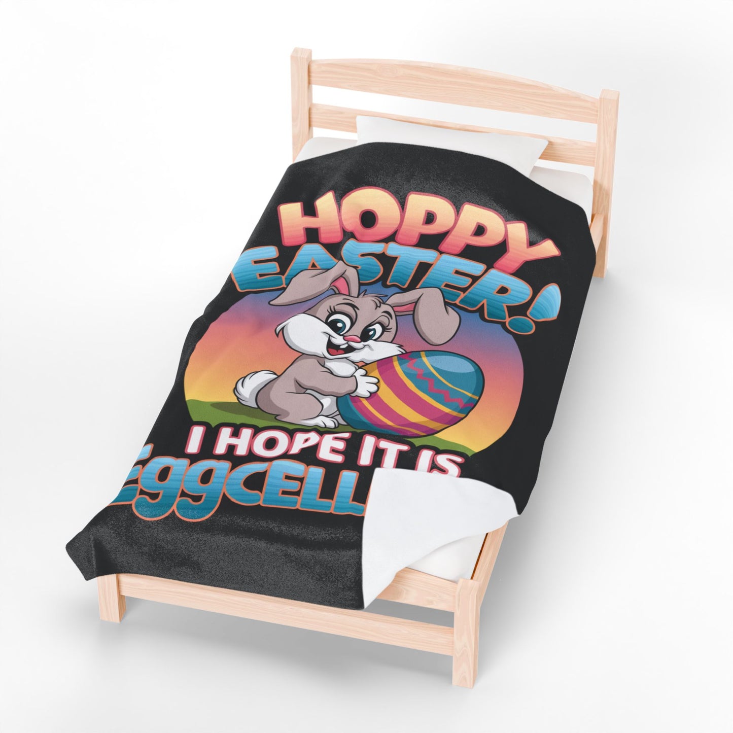Happy Easter Plush Blanket Easter Decor Easter Bunny Throw Bunny Decoration
