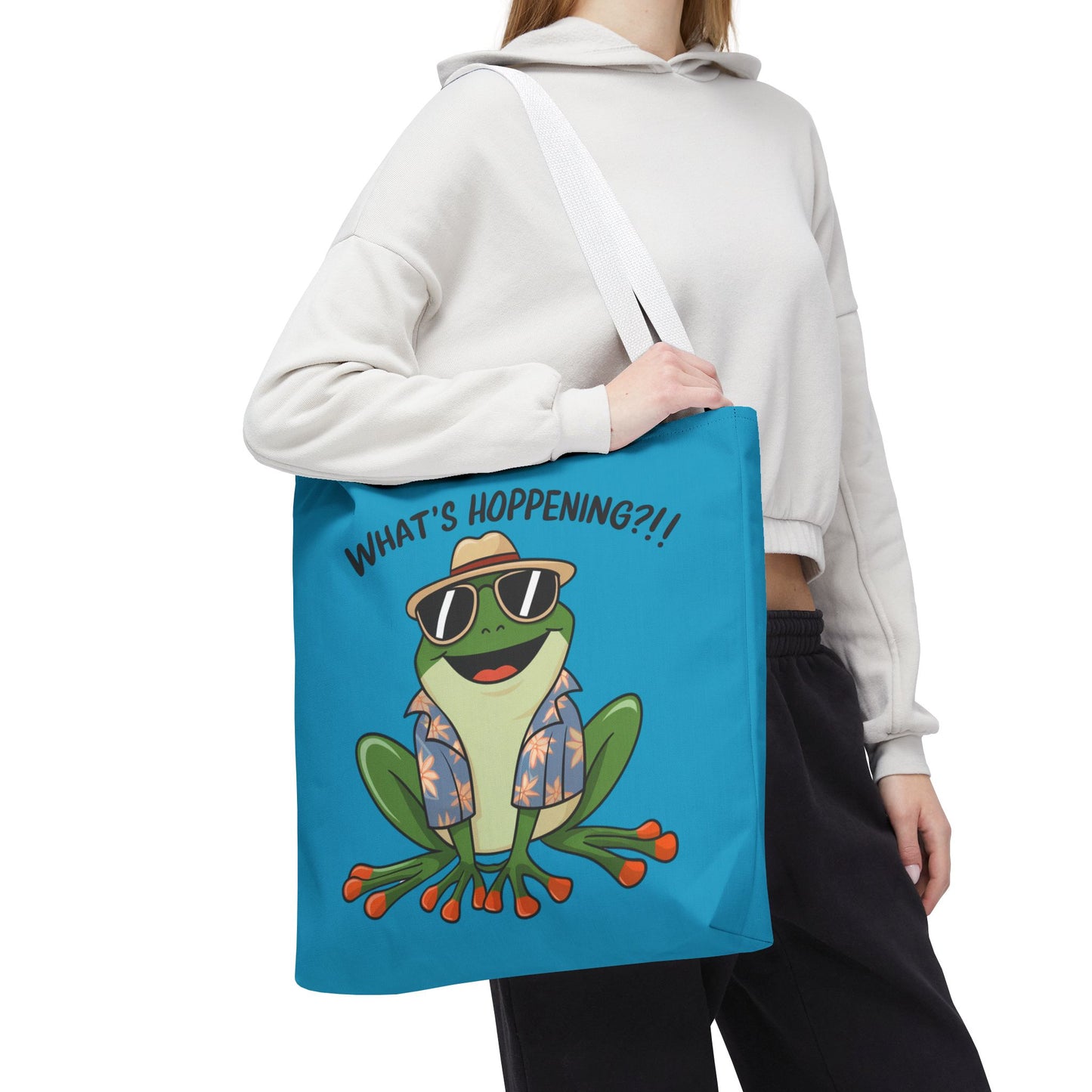 Frog Tote Bag - What's Hoppening Pun Design