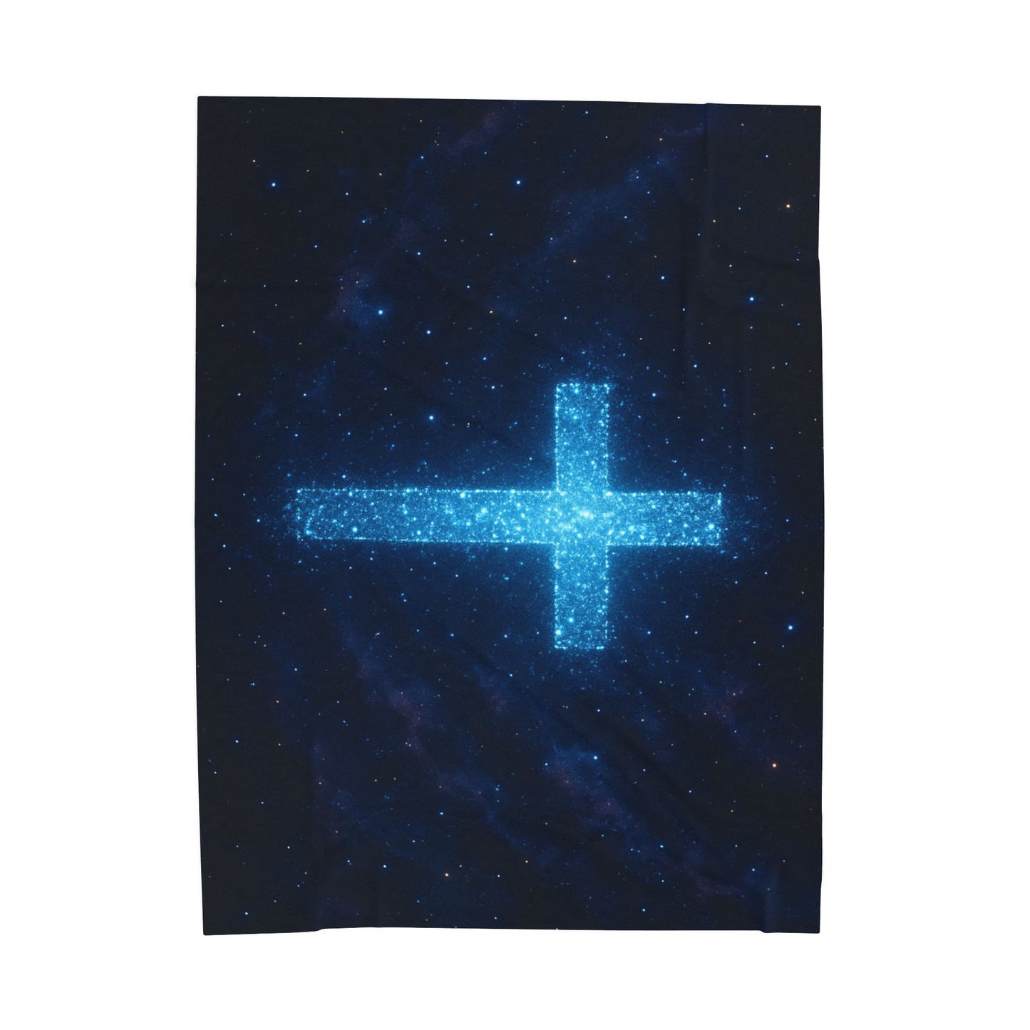 Velveteen Plush Blanket with Bioluminescent Cross Design Christian Decor Inspirational Throw Spiritual Blanket Gift for Believers