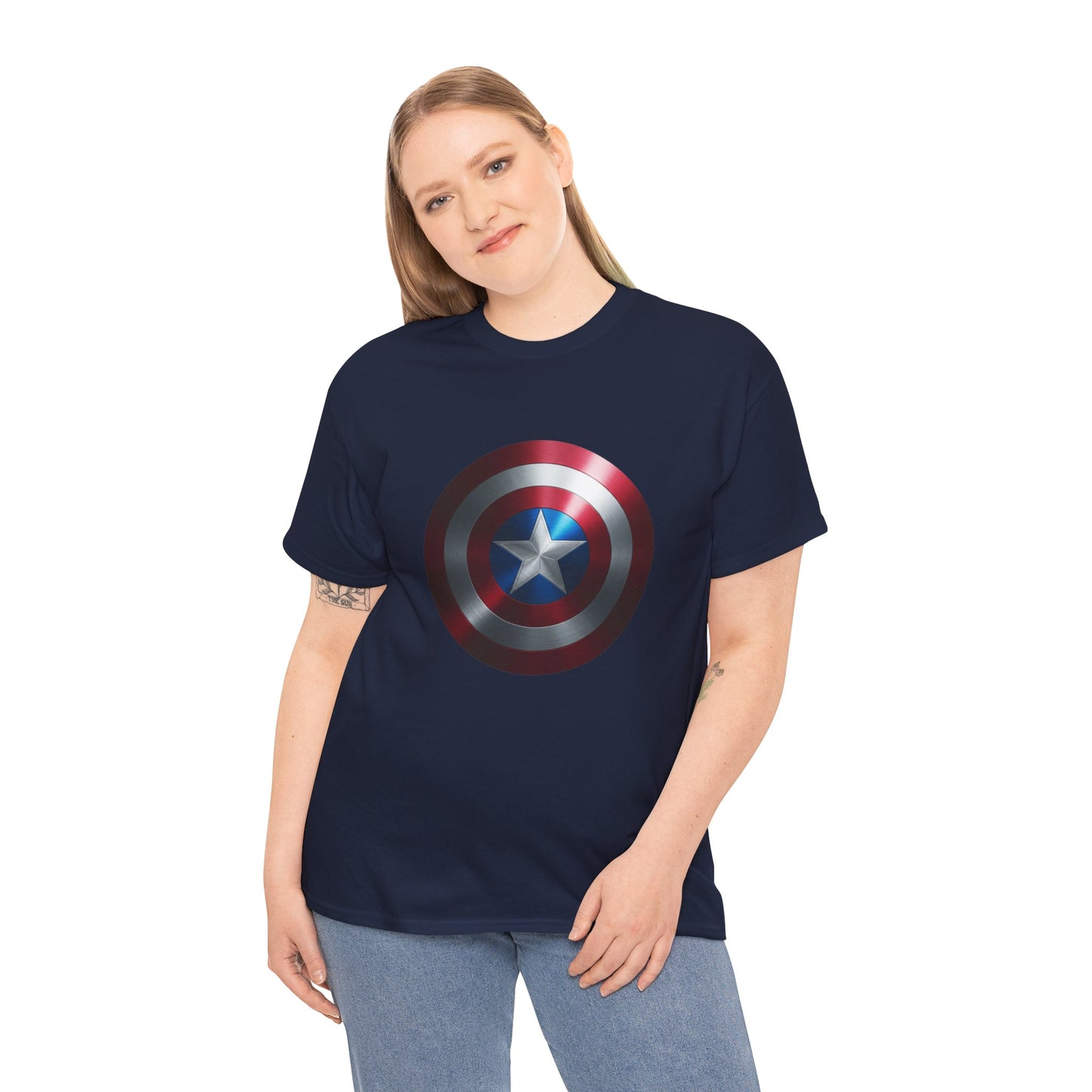 Patriotic Hero Shield Shirt – Star Emblem Graphic Tee – Super Soldier Gift – Comic Inspired Unisex Shirt – Cosplay Convention Top