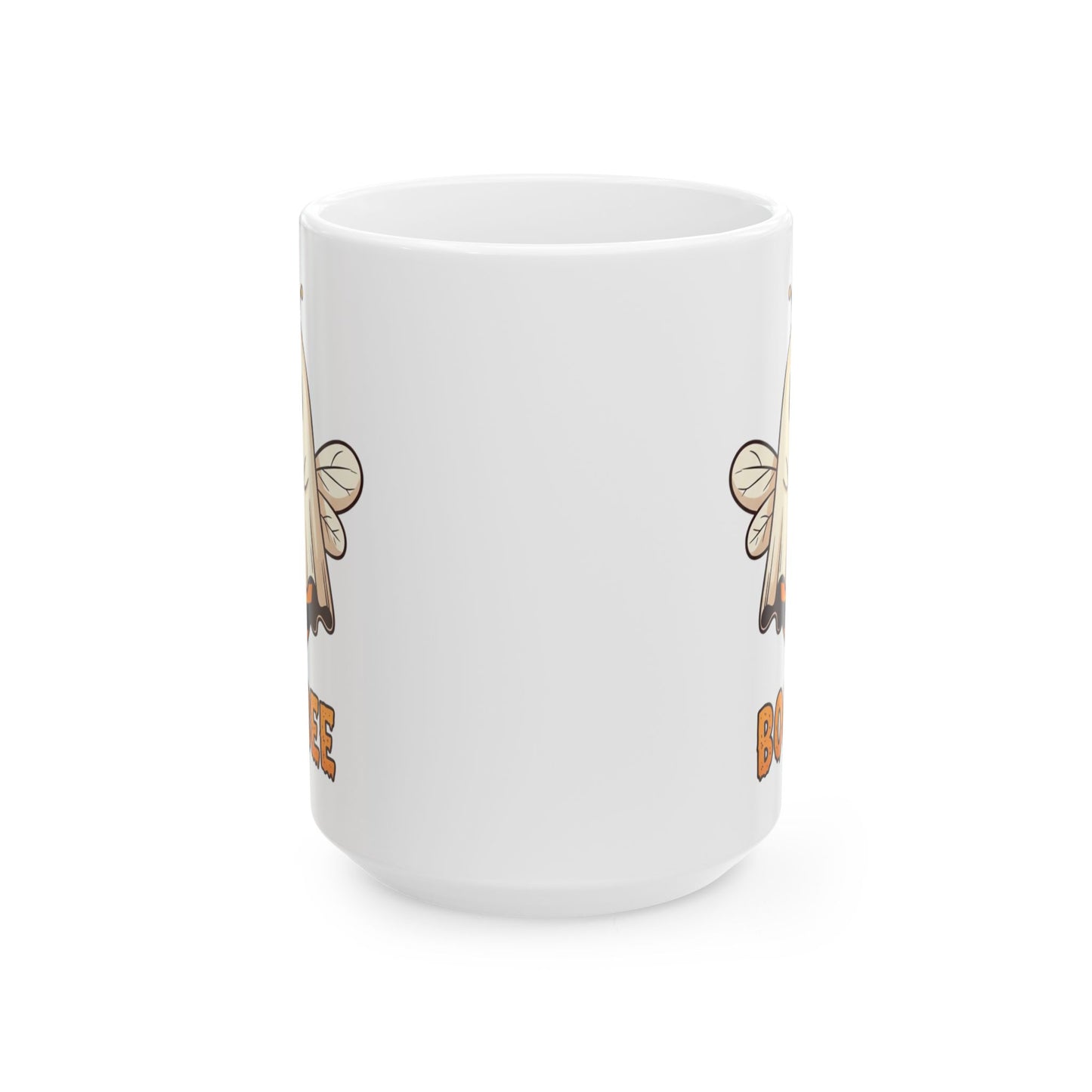 Boo Bee Halloween Mug - Funny Ghost Bee Coffee Cup, Spooky Season Pun Mug, Cute Fall Gift, 11oz and 15oz Ceramic Mug for Bee Lovers