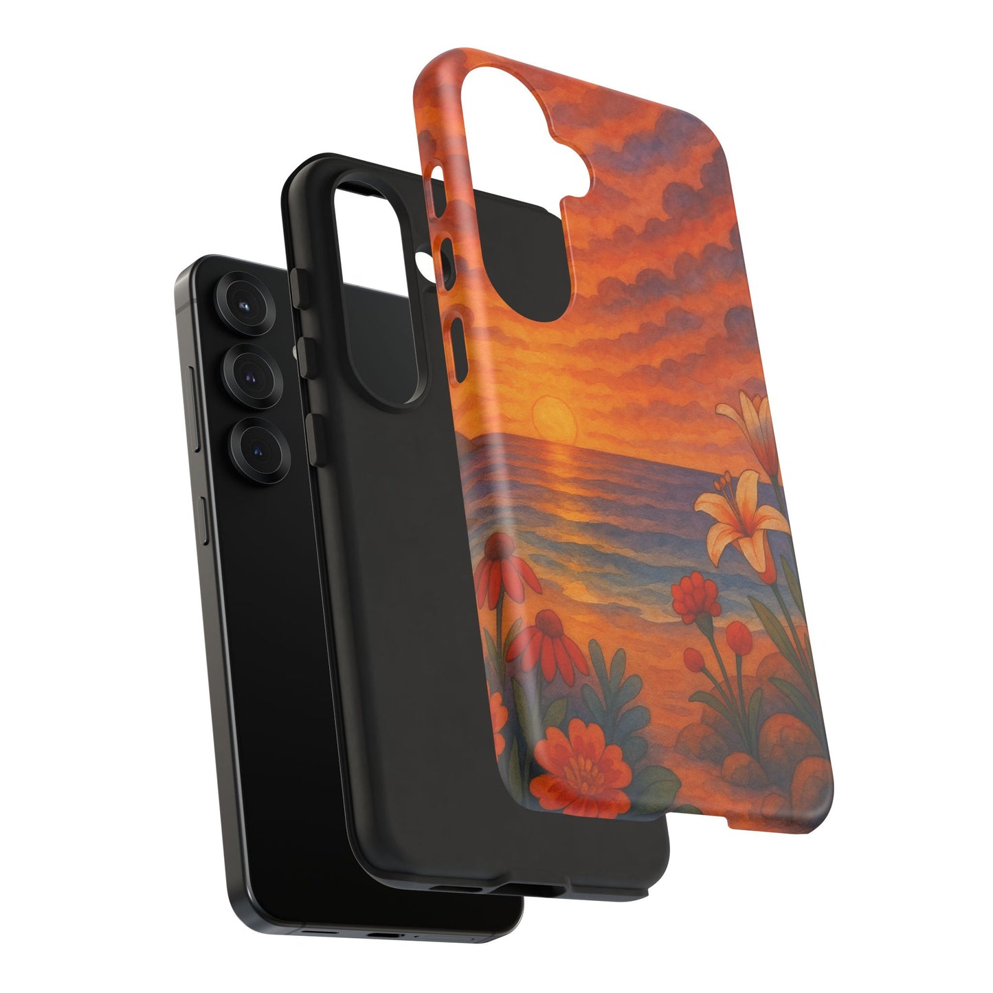 Samsung Case - Floral Ocean Sunset Watercolor Nautical Phone Case Beach Samsung Case Ocean Sunset Theme