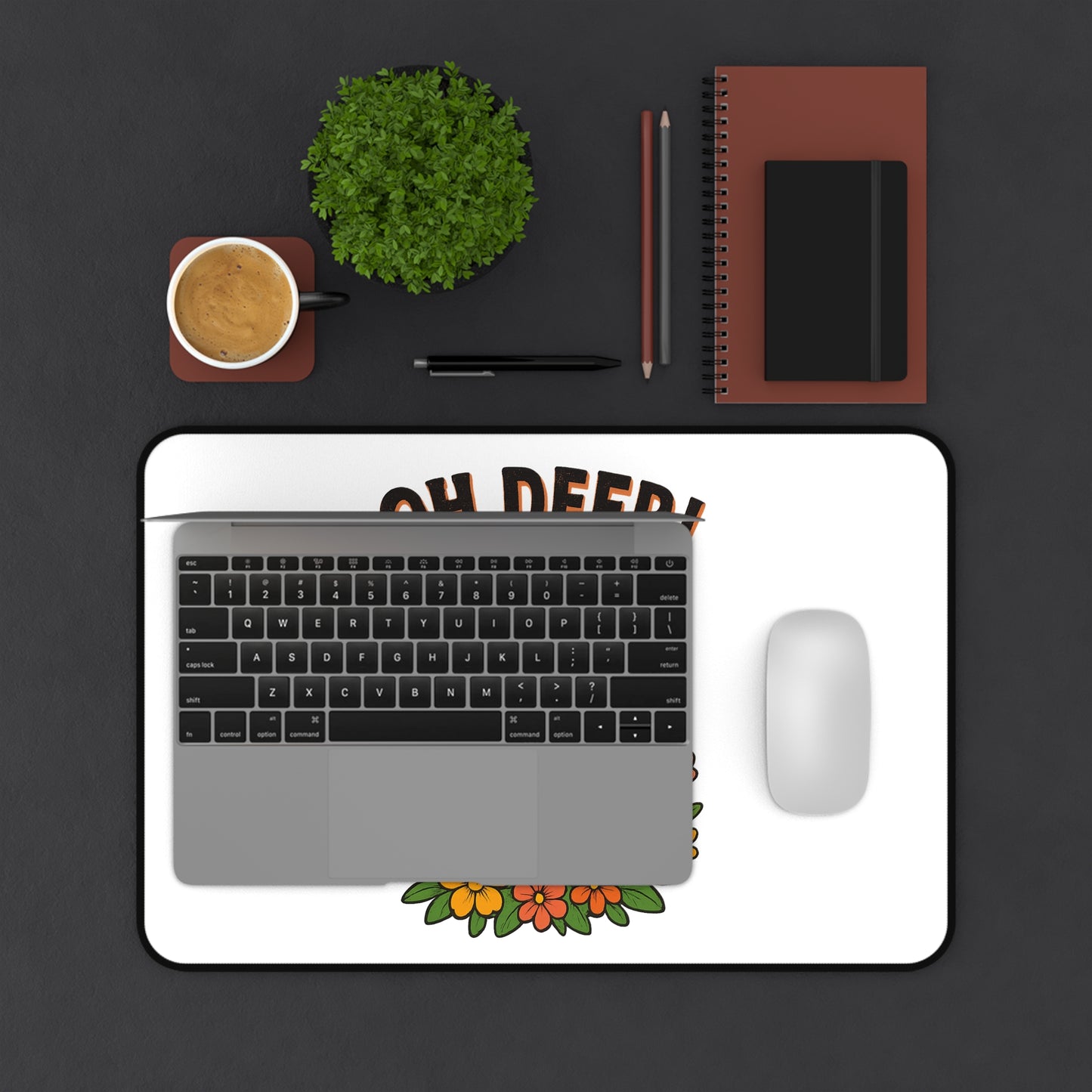 Mouse Pad - Oh Deer Desk Mat with Startled Deer Design Animal Decor Deer Mouse Pad