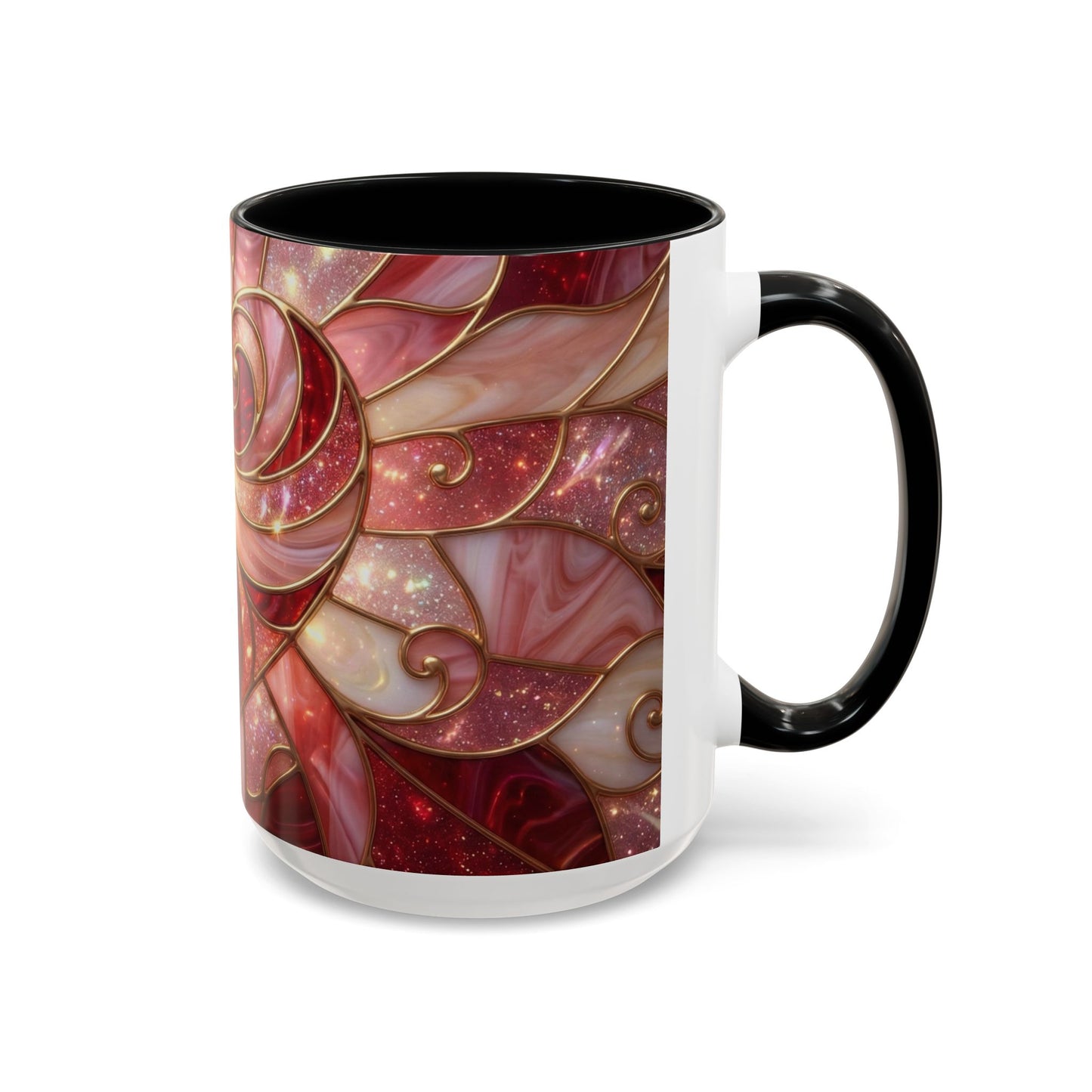 Stained Glass Heart Mug, Valentine Coffee Mug, Romantic Love Cup, Pink Red Ceramic Mug, Gift For Her, Anniversary Gift
