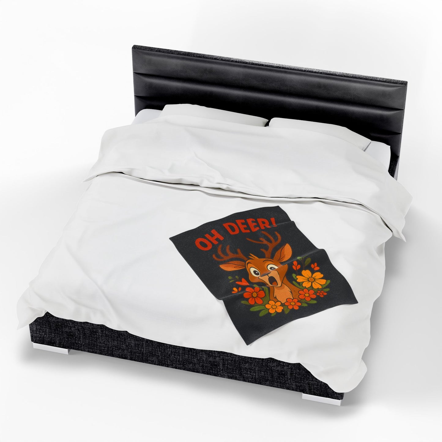 Plush Blanket - Startled Deer Oh Deer Design Wildlife Decor Deer Throw Animal Decor