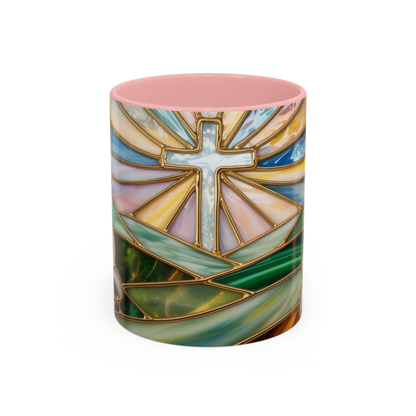 Stained Glass Cross Christian Mug • Inspirational Religious Coffee Cup • Colorful Faith Gift • Bible Verse Style Art • 11oz & 15oz