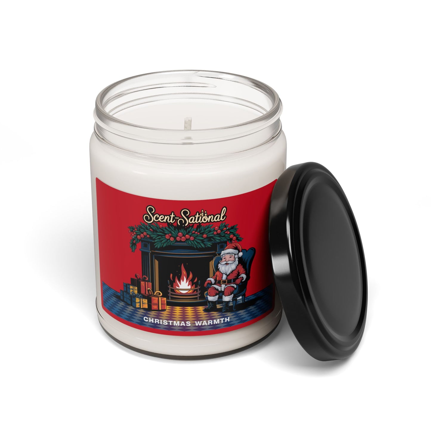 Christmas Warmth Scented Candle, Cozy Holiday Soy Candle, Reusable Glass Jar, Festive Home Fragrance Gift For Winter And Christmas Decor