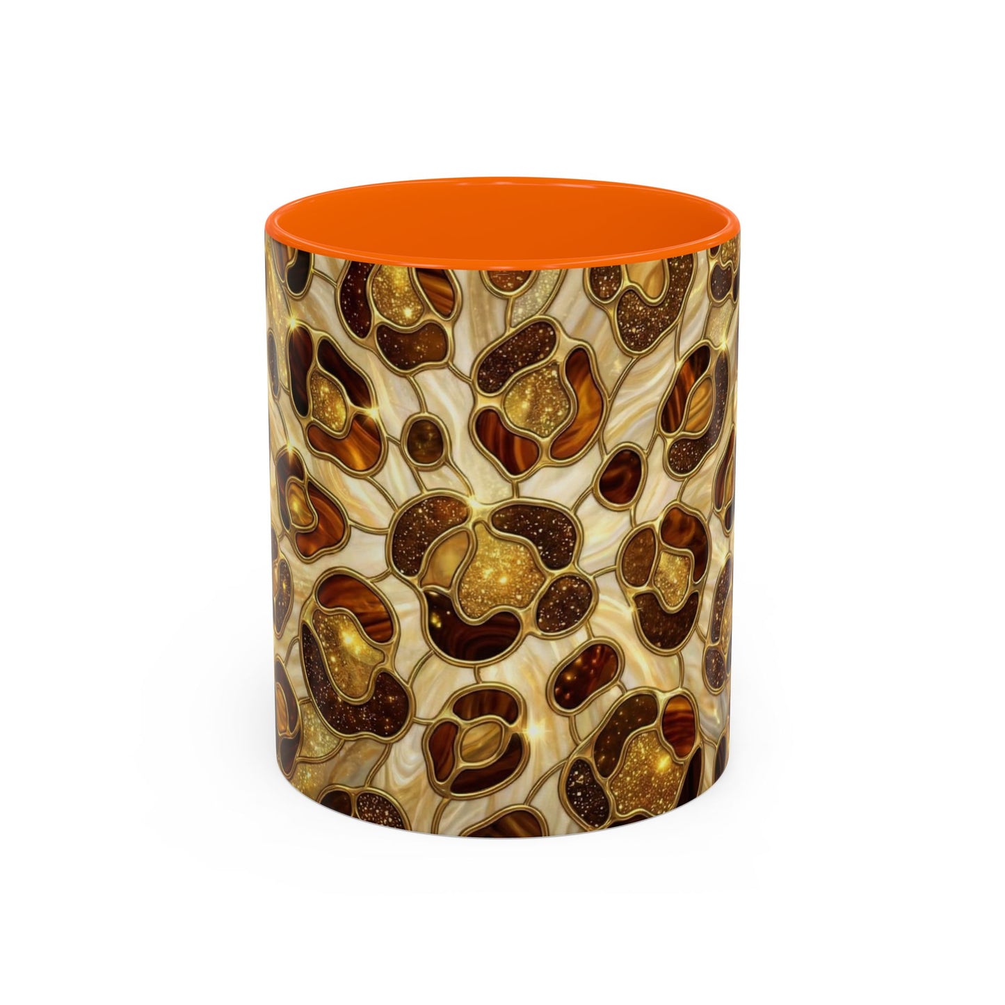 Stained Glass Leopard Print Mug, Gold Cheetah Coffee Cup, Luxury Animal Print Gift, Glam Mosaic Tea Mug, Trendy Desk Decor For Her Gifts
