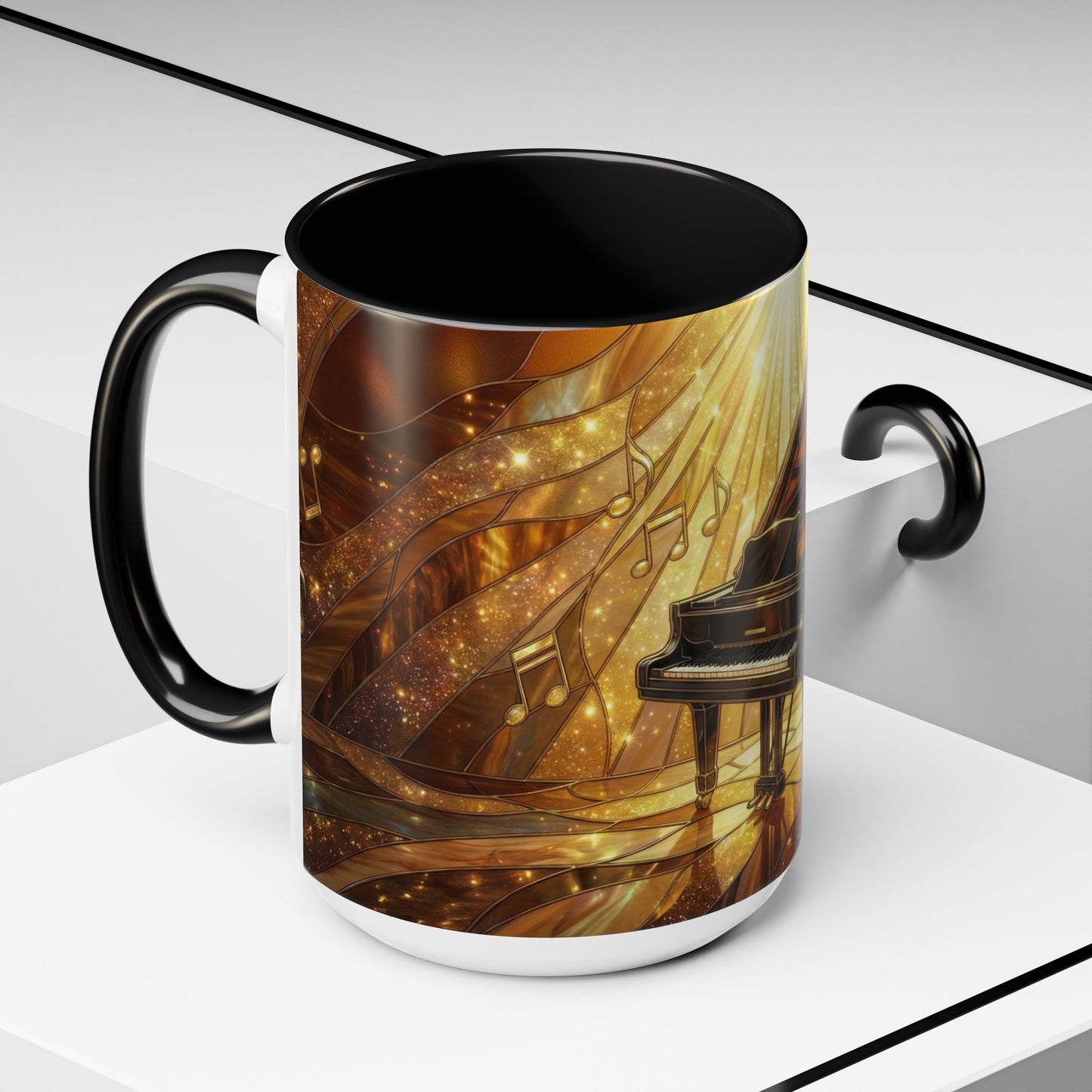 Stained Glass Piano Mug, Grand Piano Coffee Mug, Music Lover Gift Mug, Musician Art Mug, Classical Music Gift, Piano Lover Cup