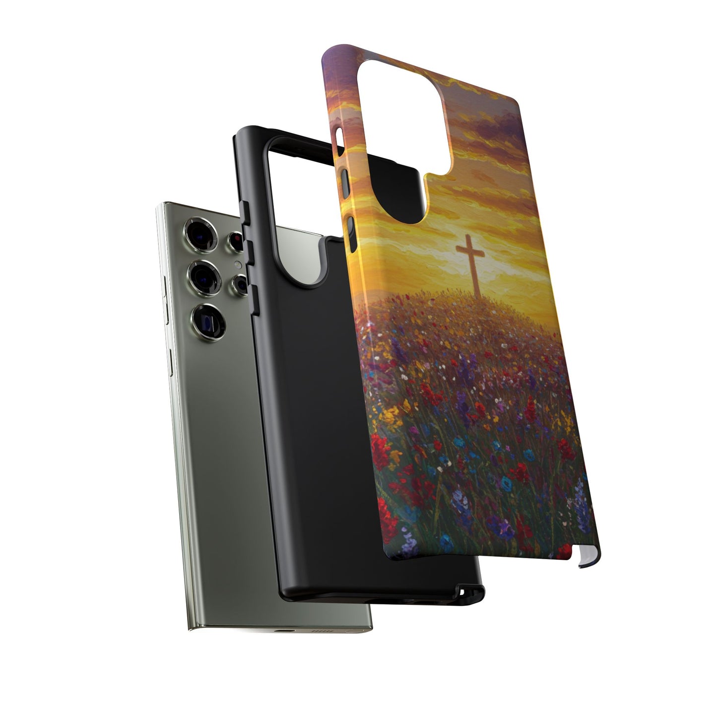 Samsung Phone Case - Monet Style Cross Christian Phone Case Spiritual Case Inspirational Samsung Case