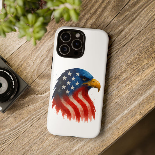 Patriotic Eagle iPhone Case - USA Flag Tough Cover, Dual-Layer Rugged Protection, 4th of July and Veteran Gift