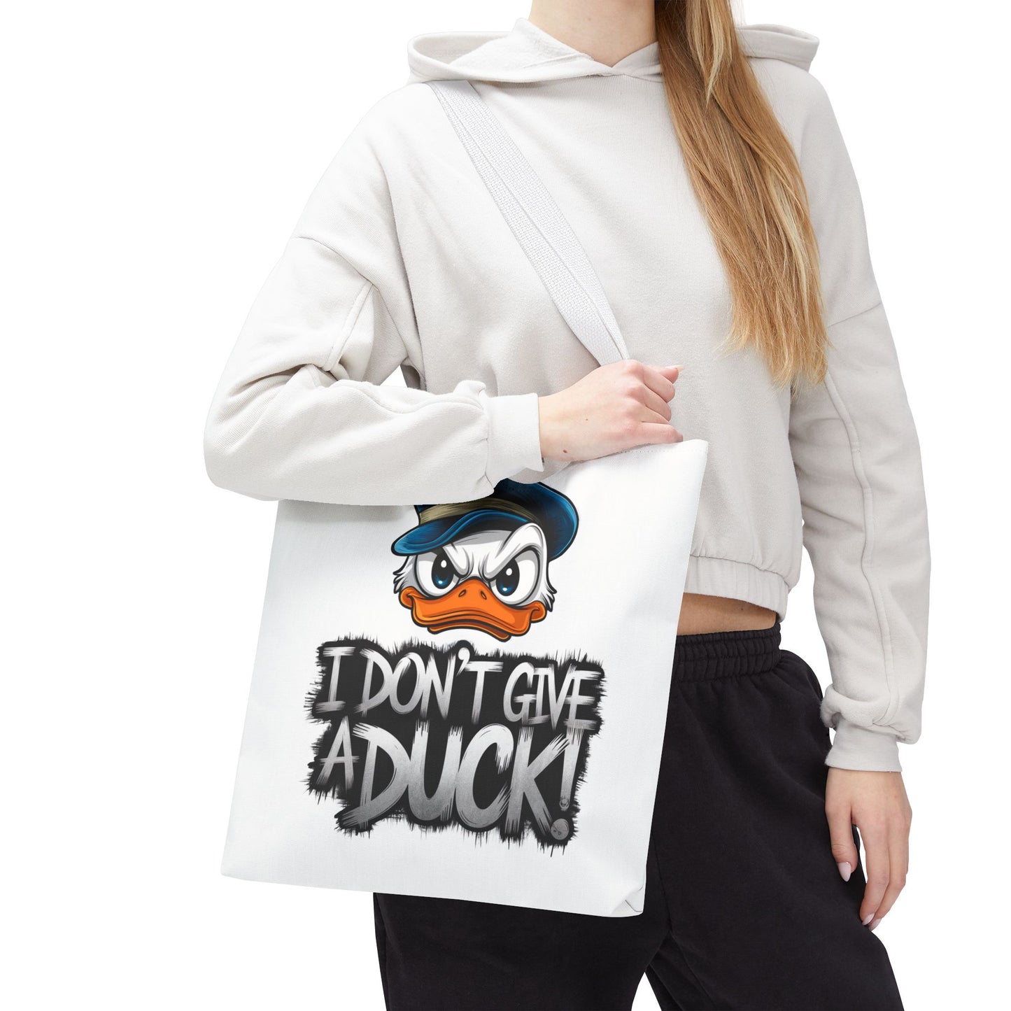 Funny Grumpy Duck Tote Bag | I Don’t Give A Duck Canvas Tote | Eco Reusable Cotton Gift Tote | Cute Animal Humor Market Bag