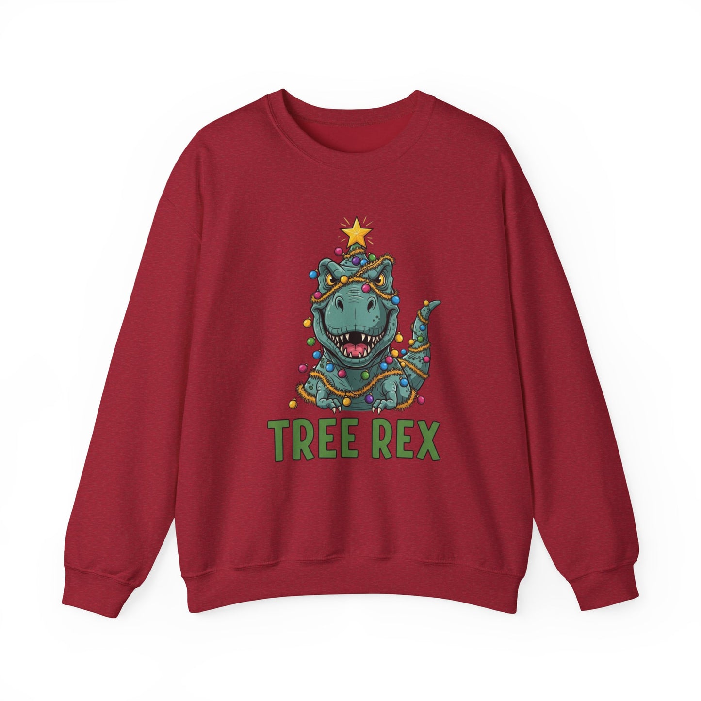 Tree Rex Christmas Sweatshirt, Funny Dinosaur Holiday Sweater, Cute T-Rex Christmas Crewneck, Festive Unisex Gift For Friends And Family