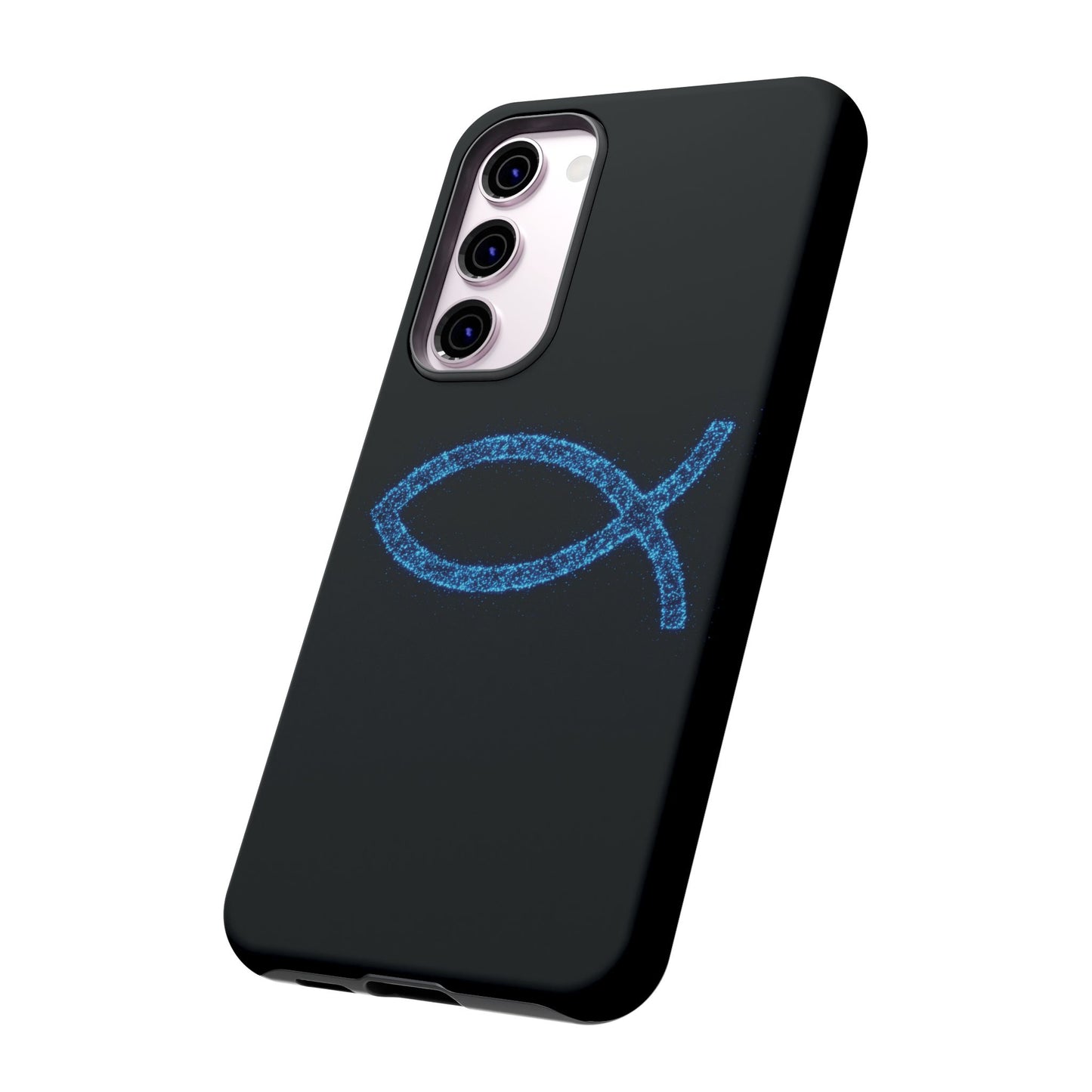 Blue Glitter Fish Symbol Samsung Phone Case - Durable & Stylish for Faith Enthusiasts