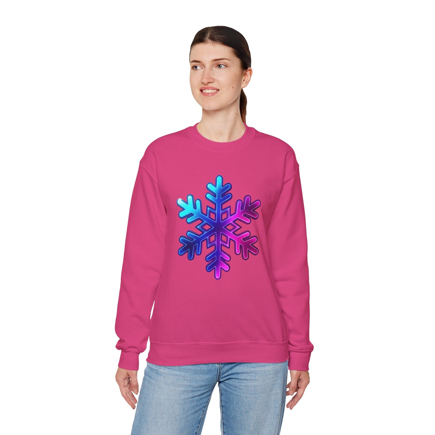 Blue Pink Gradient Snowflake Sweatshirt, Winter Aesthetic Pullover, Cozy Christmas Crewneck, Festive Holiday Sweater Gift for Her or Him