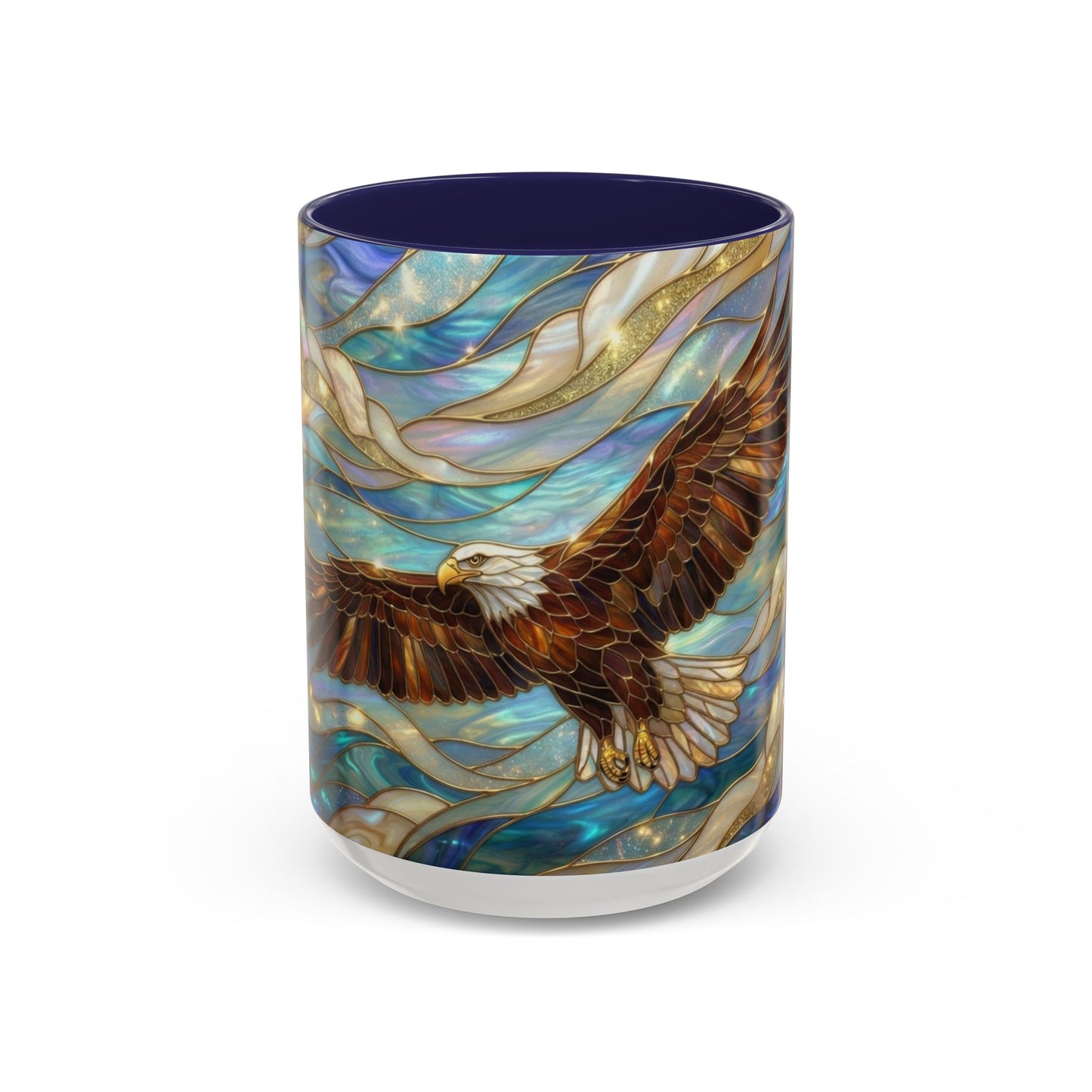 Stained Glass Eagle Mug, Bald Eagle Coffee Mug, Patriotic Eagle Cup, Wildlife Art Mug, Freedom Bird Mug, Nature Art Gift