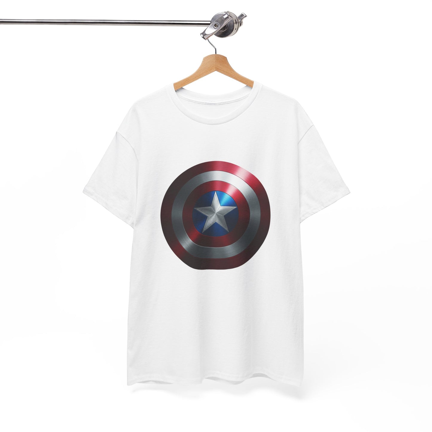 Patriotic Hero Shield Shirt – Star Emblem Graphic Tee – Super Soldier Gift – Comic Inspired Unisex Shirt – Cosplay Convention Top