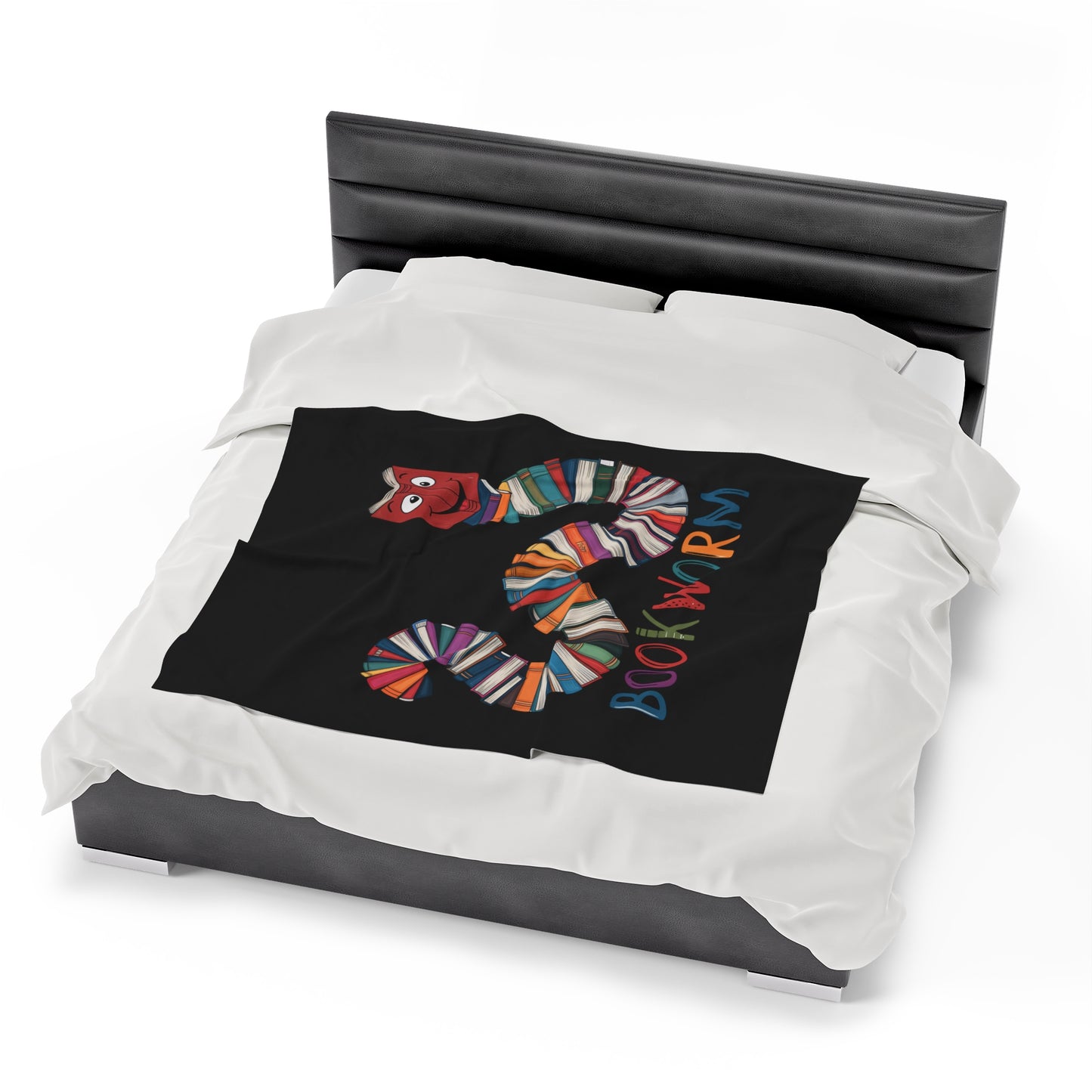 Velveteen Plush Blanket - Bookworm Design