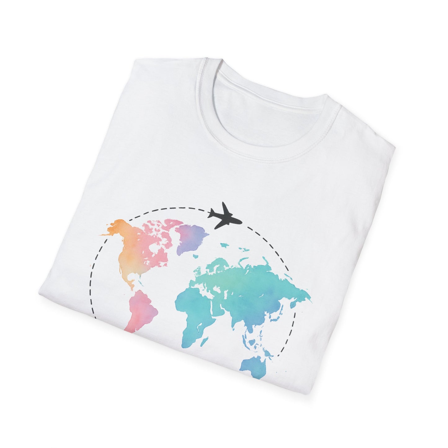 Adventure Awaits Travel Shirt | Watercolor World Map Tee for Women and Men | Wanderlust Gift for Travelers, Hikers, Campers, Beach Lovers