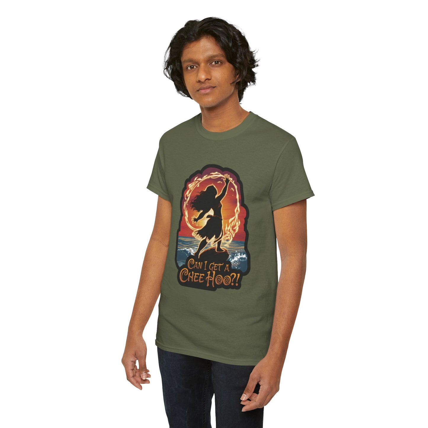 Can I Get a Chee Hoo Shirt – Hawaiian Island Vibes Tee – Hula Dancer Sunset Graphic T-Shirt – Polynesian Luau Party Unisex Top