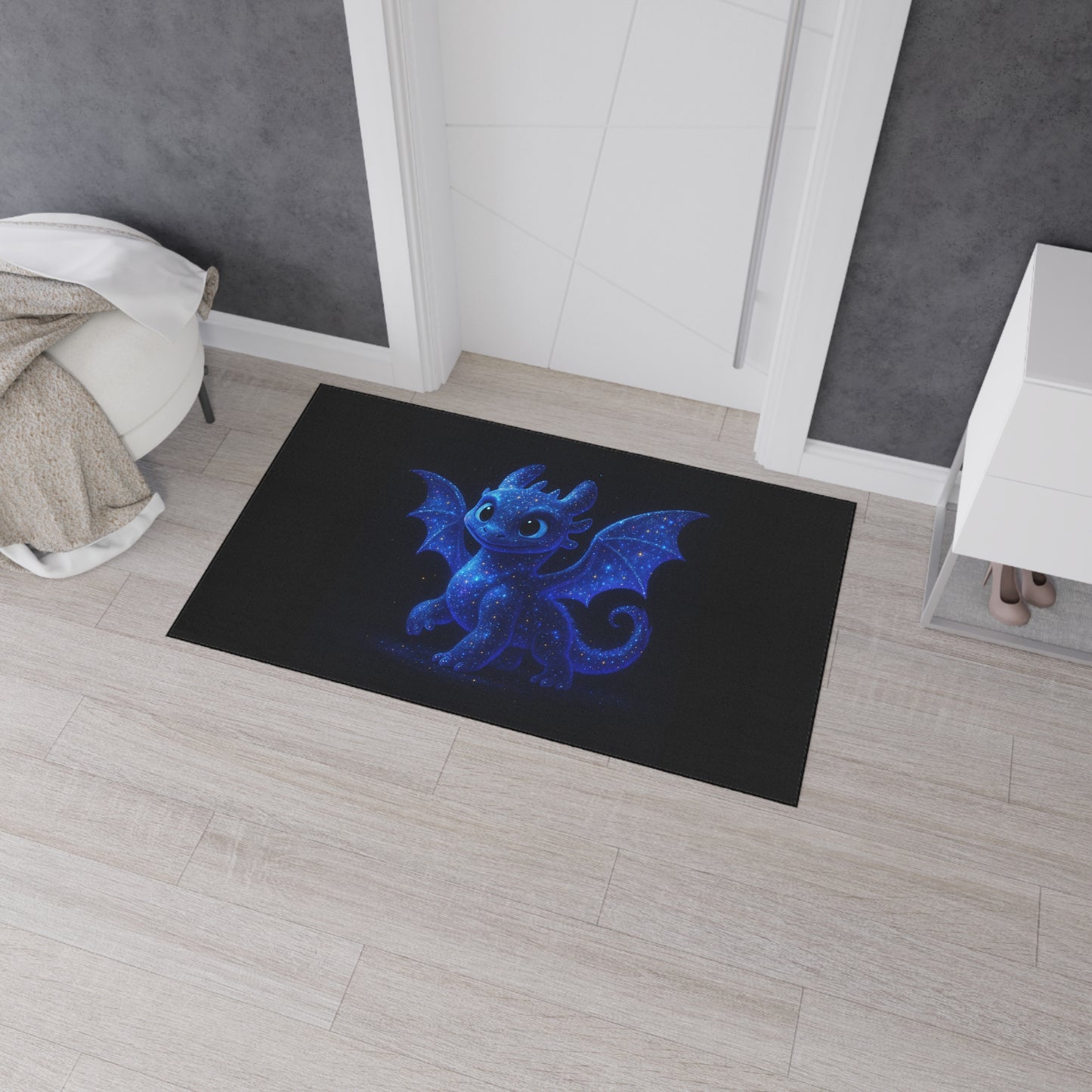 Galaxy Baby Dragon Floor Mat | Fantasy Dragon Rug for Kids Room, Nursery, Gamer Decor | Cute Creature Doormat for Entryway or Bedroom