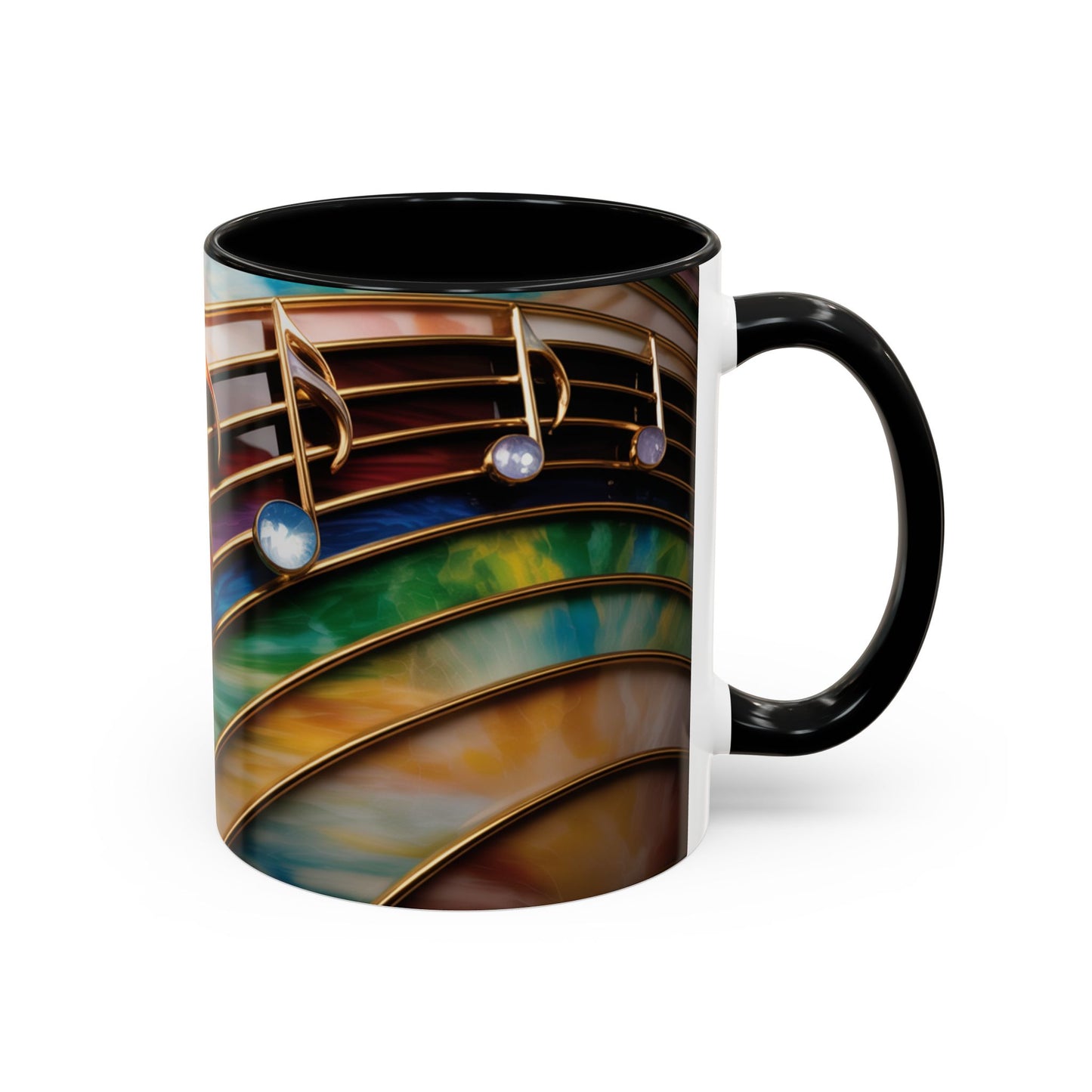 Stained Glass Music Notes Mug - Colorful Music Lover Gift - Music Teacher Mug - Treble Clef Coffee Cup - Musician Gift Idea - 11oz & 15oz Ceramic Mug