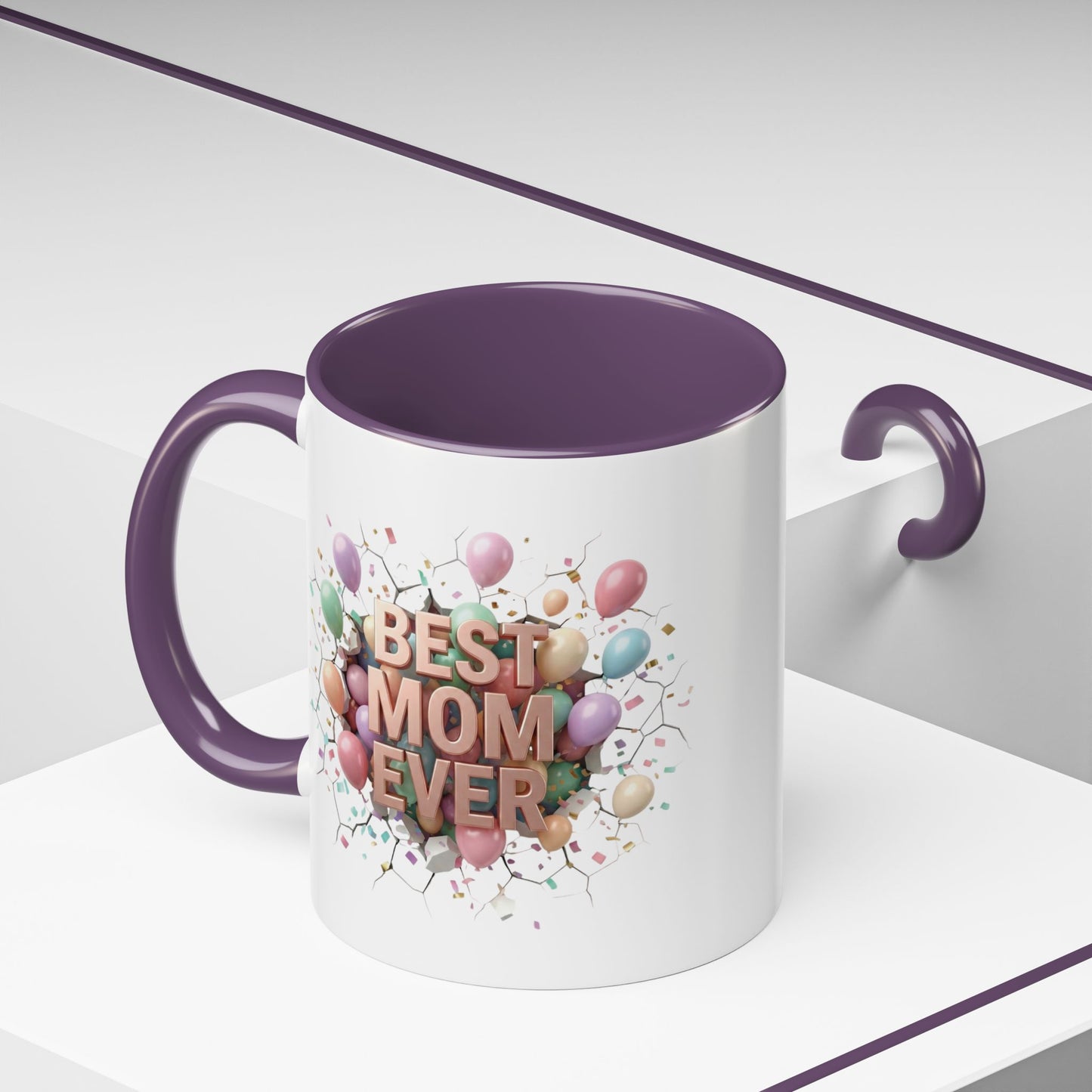 Personalized Mom Mug, Best Mom Ever Gift, Custom Name Coffee Cup, 3D Balloon Design, Mothers Day Gift, New Mom Gift 2025, Custom Mug