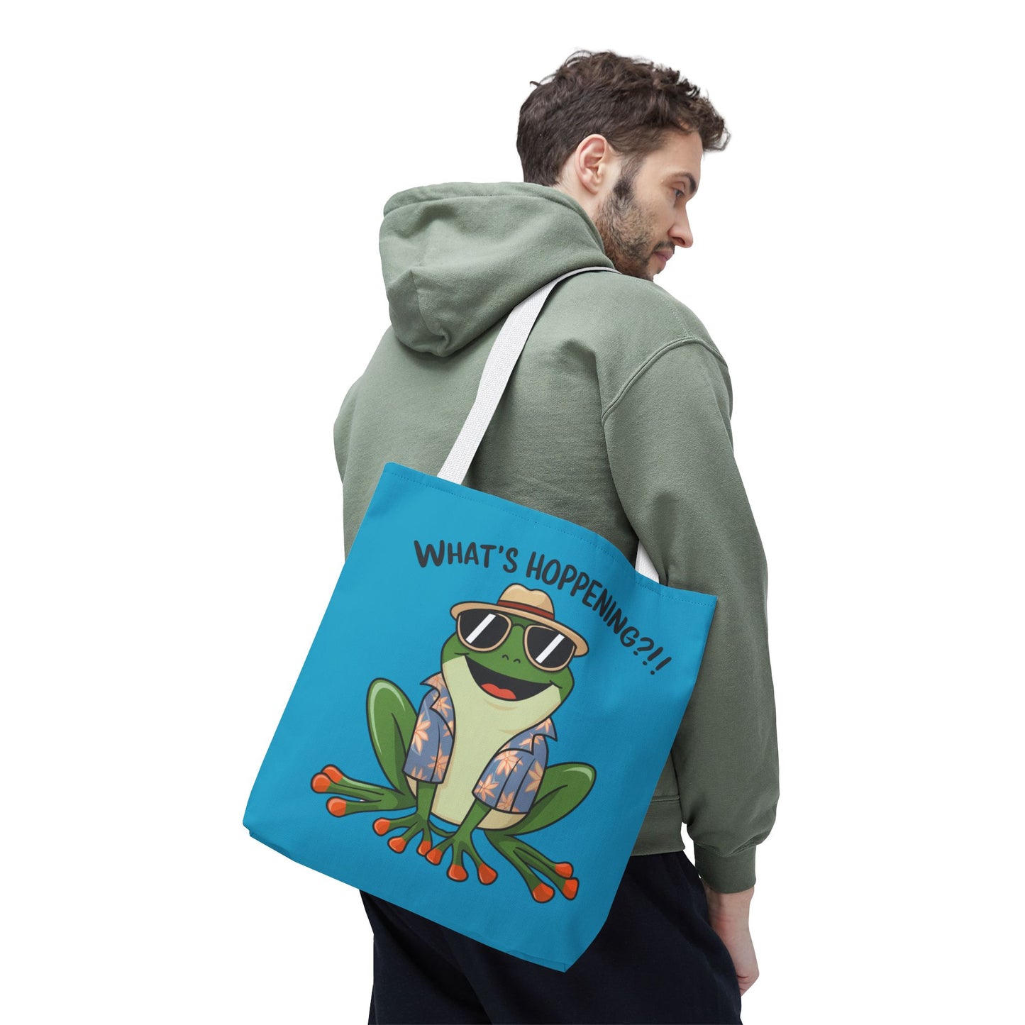 Frog Tote Bag - What's Hoppening Pun Design