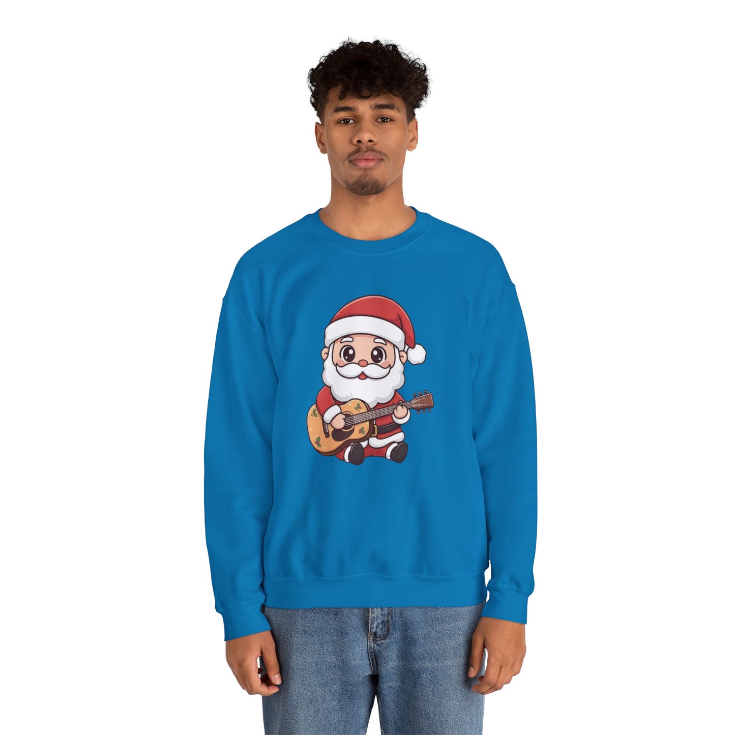 Cute Santa Guitar Sweatshirt | Christmas Music Lover Sweater | Holiday Crewneck | Funny Santa Musician Shirt | Cozy Xmas Gift for Him or Her