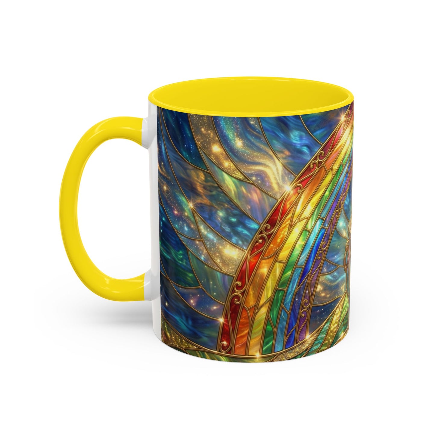 Stained Glass Pot of Gold Mug, Rainbow Coffee Cup, St Patricks Day Gift, Magical Fantasy Tea Mug, Celestial Drinkware, Lucky Irish Gift