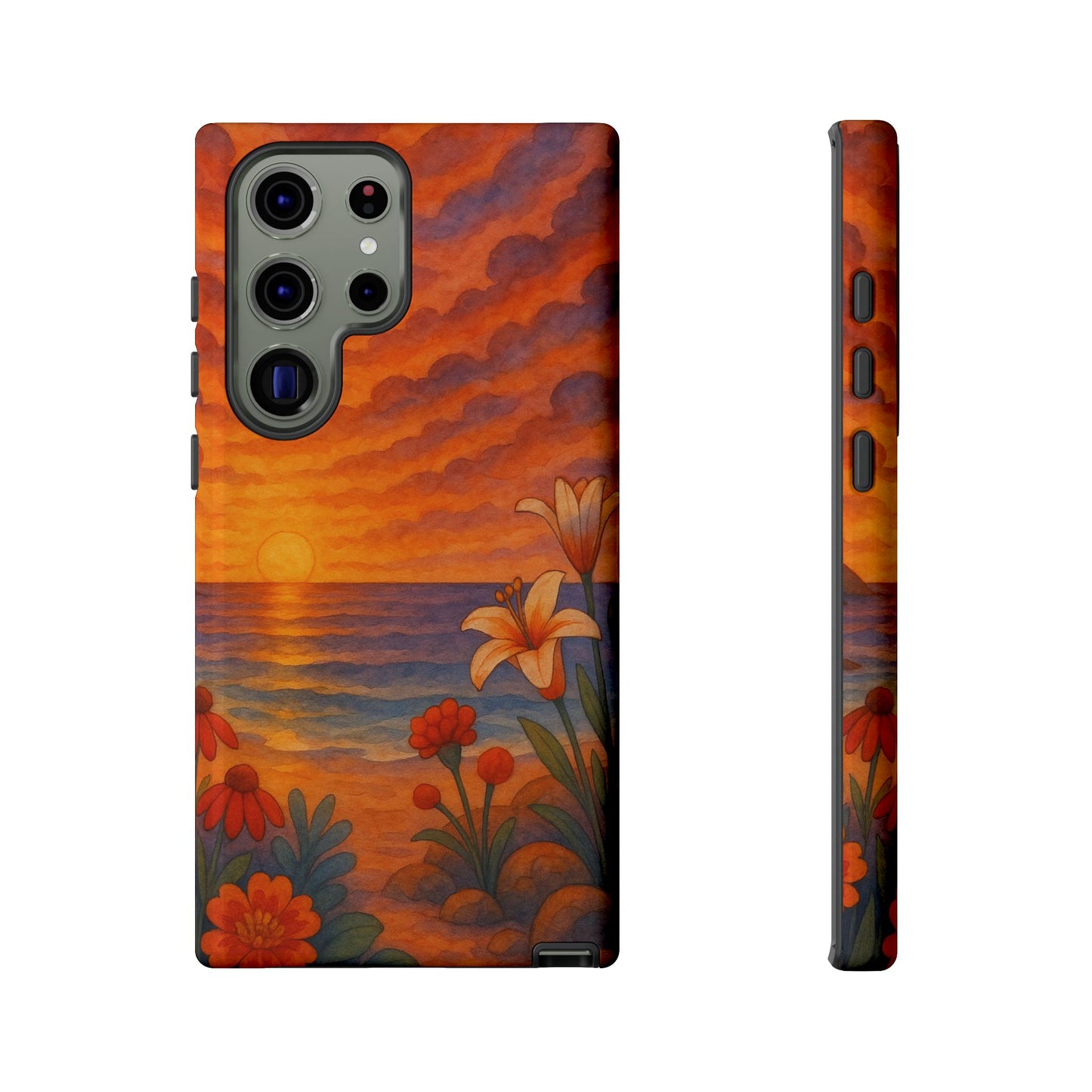 Samsung Case - Floral Ocean Sunset Watercolor Nautical Phone Case Beach Samsung Case Ocean Sunset Theme