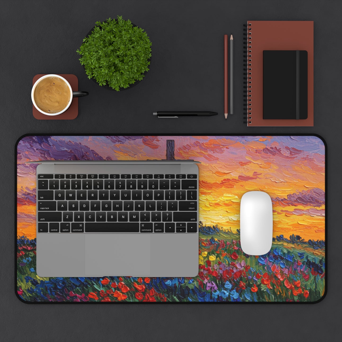 Desk Mat Van Gogh Style Cross Mouse Pad Christian Mouse Pad Cross Desk Mat Spiritual Decor