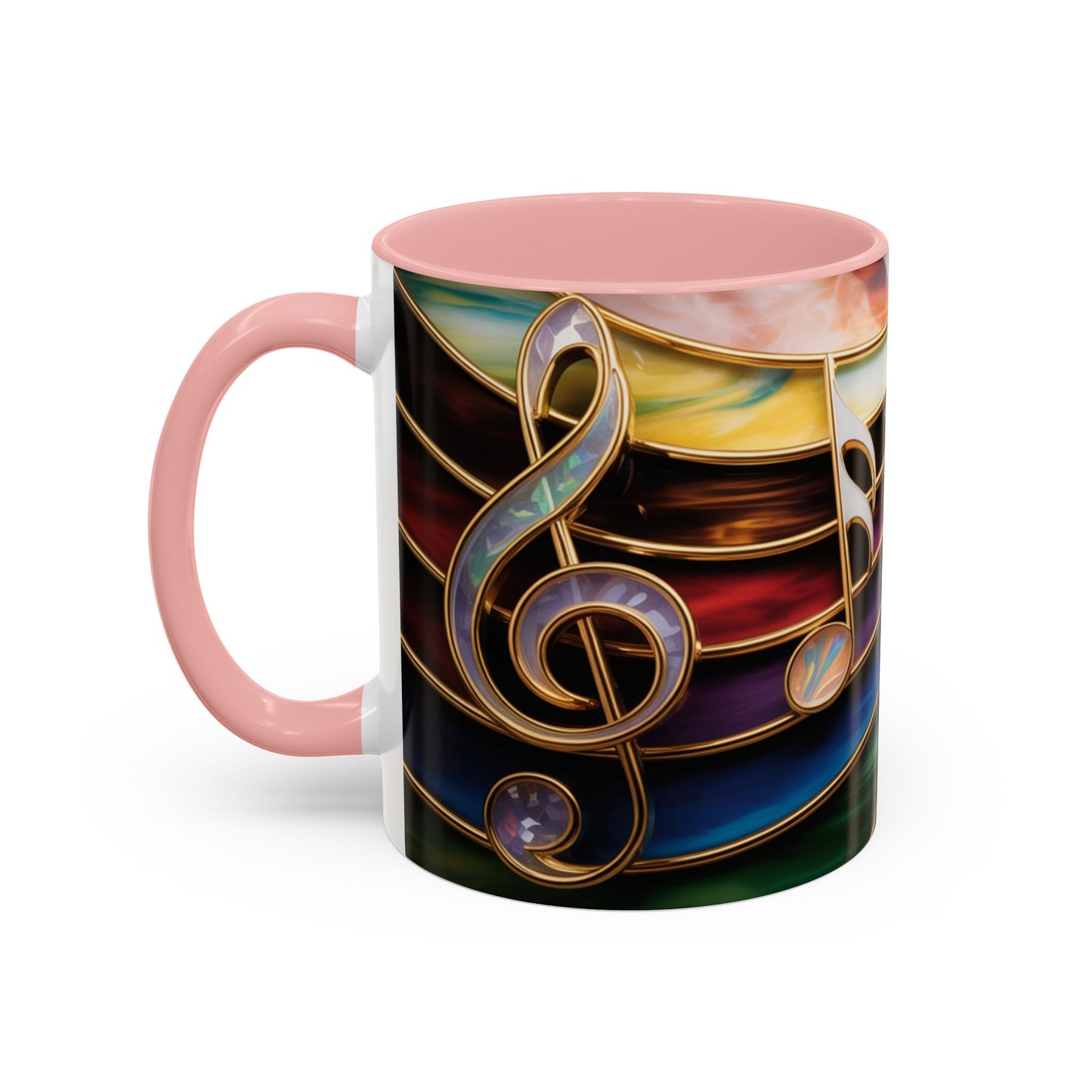 Stained Glass Music Notes Mug - Colorful Music Lover Gift - Music Teacher Mug - Treble Clef Coffee Cup - Musician Gift Idea - 11oz & 15oz Ceramic Mug