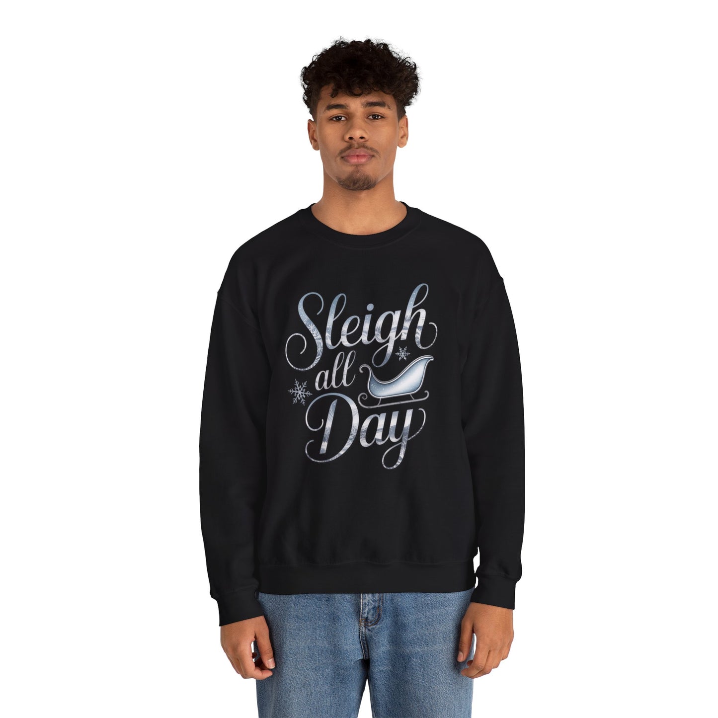 Sleigh All Day Christmas Sweatshirt, Funny Holiday Sweater, Cozy Unisex Crewneck, Cute Festive Winter Gift For Friends And Family
