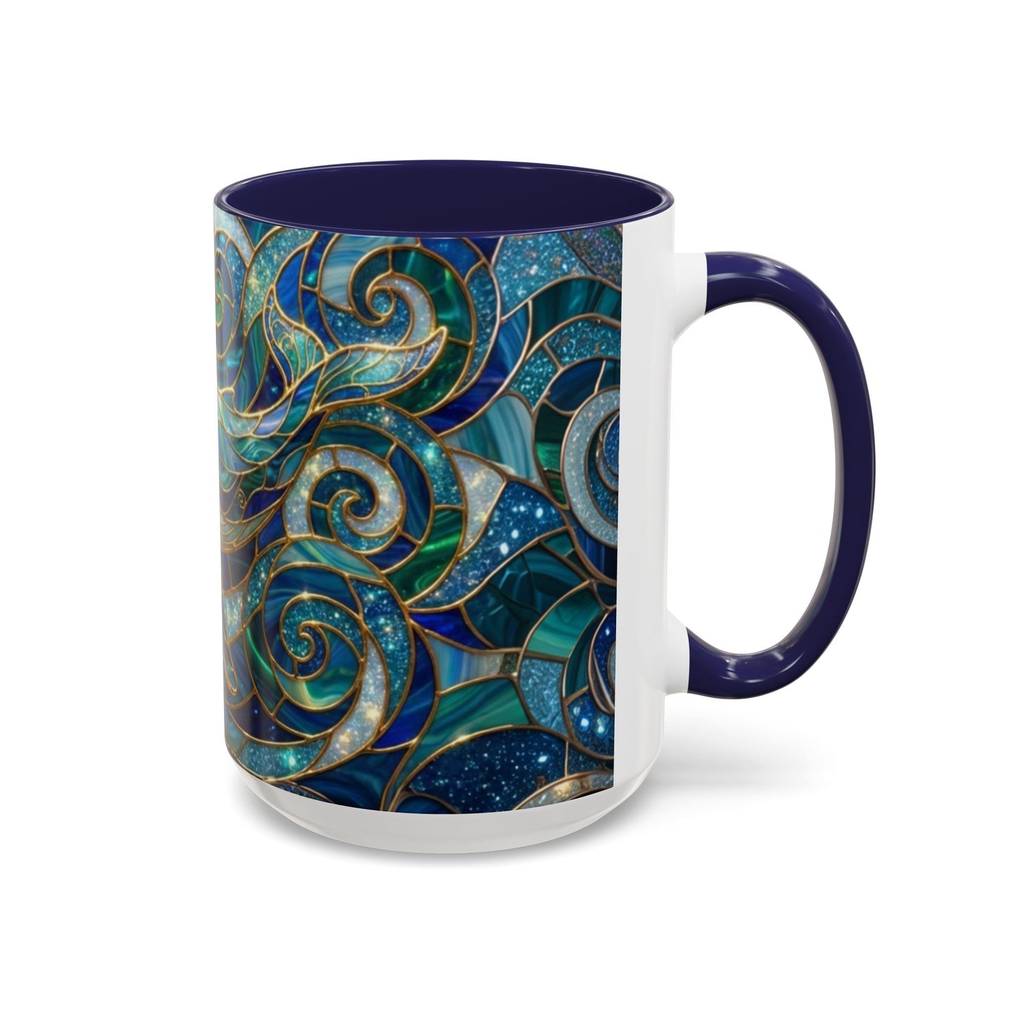 Stained Glass Whale Mug, Ocean Art Coffee Cup, Blue Sea Life Design, Nautical Gift For Ocean Lovers, Colorful Stained Glass Whale Cup