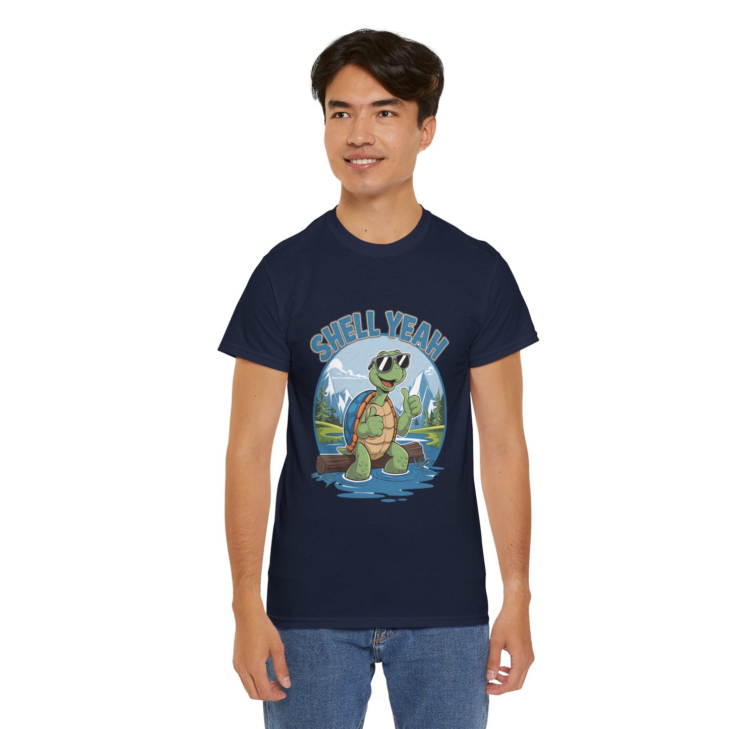 SHELL YEAH Turtle T-Shirt | Funny Cute Turtle Nature Graphic Tee | Handmade Animal Lover Gift | Eco Outdoor Adventure Shirt