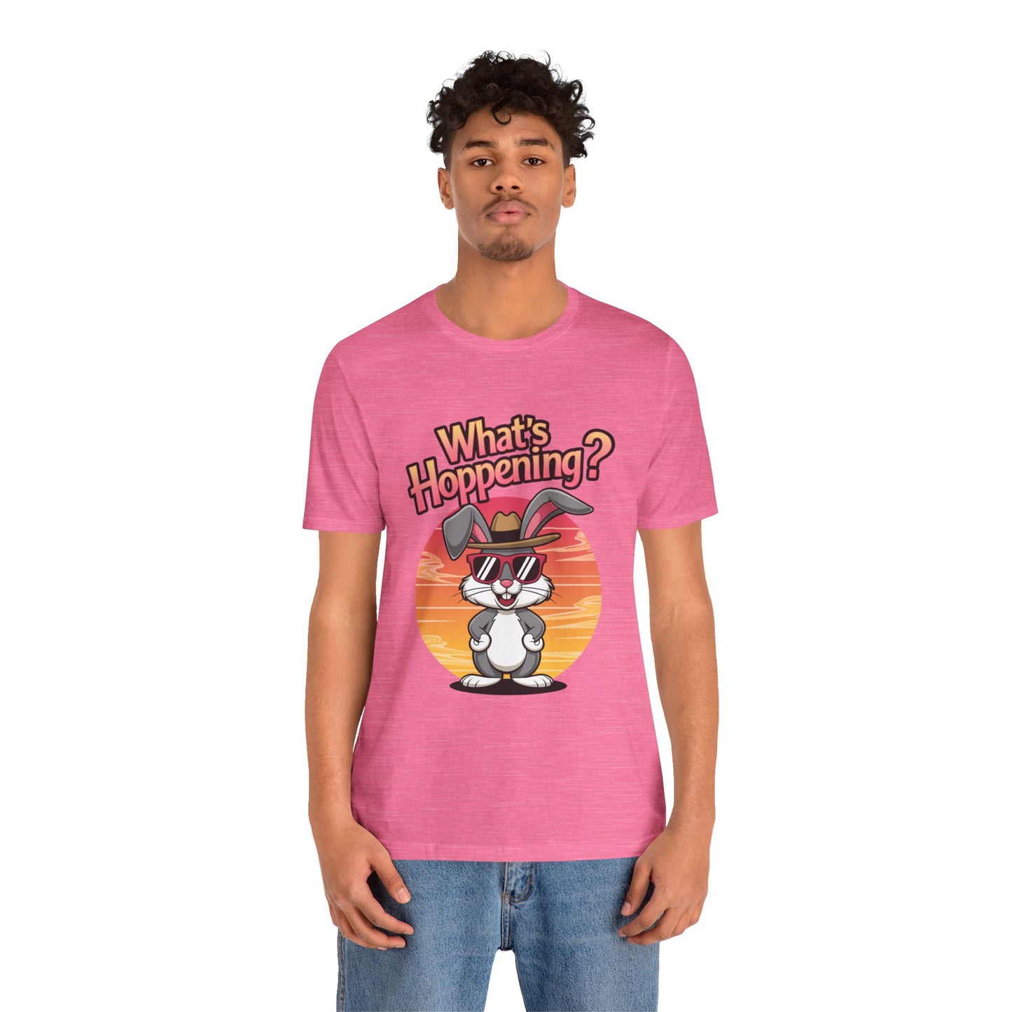 What’s Hoppening Funny Bunny Shirt – Cute Rabbit Pun T-Shirt – Sunset Graphic Tee for Animal Lovers, Easter, and Pun Enthusiasts