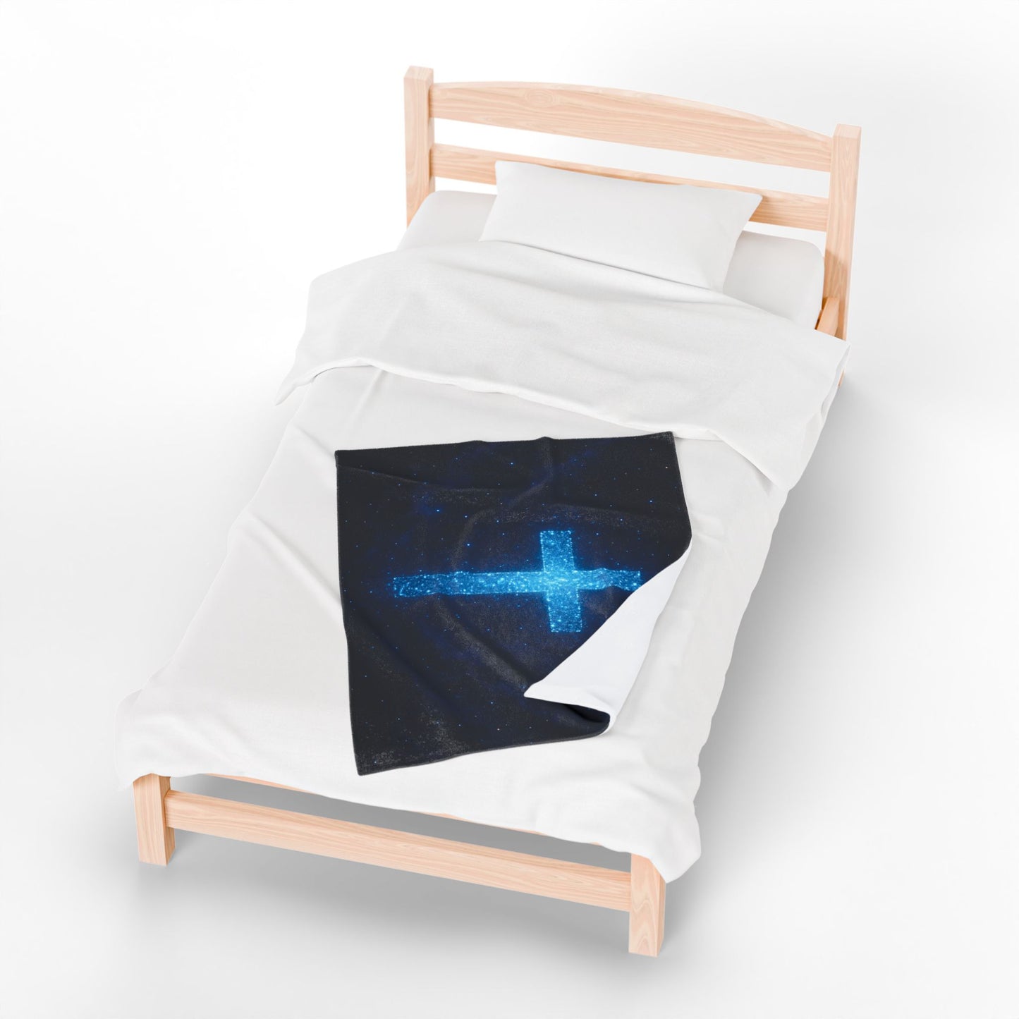 Velveteen Plush Blanket with Bioluminescent Cross Design Christian Decor Inspirational Throw Spiritual Blanket Gift for Believers