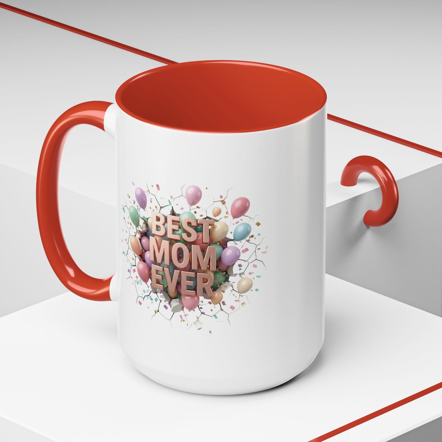 Personalized Mom Mug, Best Mom Ever Gift, Custom Name Coffee Cup, 3D Balloon Design, Mothers Day Gift, New Mom Gift 2025, Custom Mug